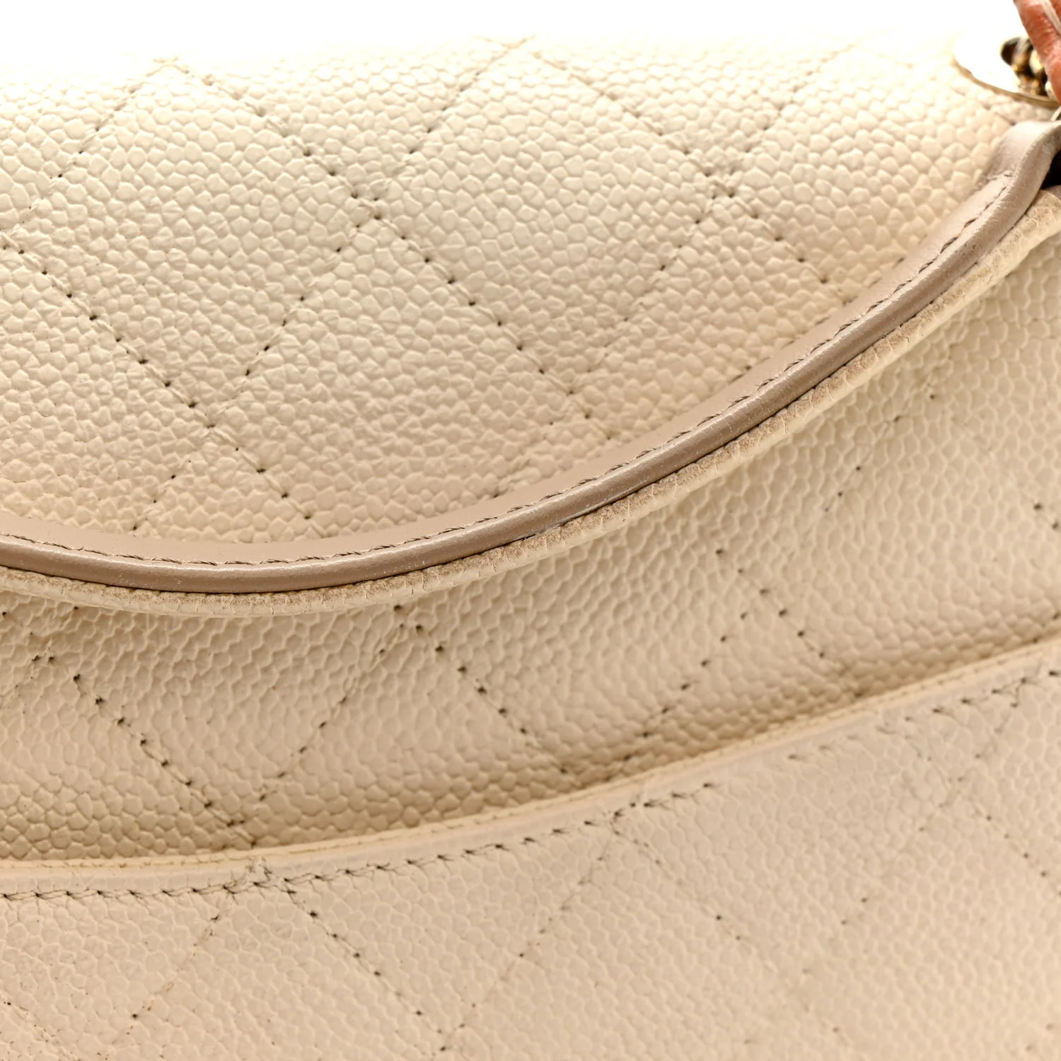 Grained Calfskin Quilted Small Cuba Top Handle Flap White - Image 14