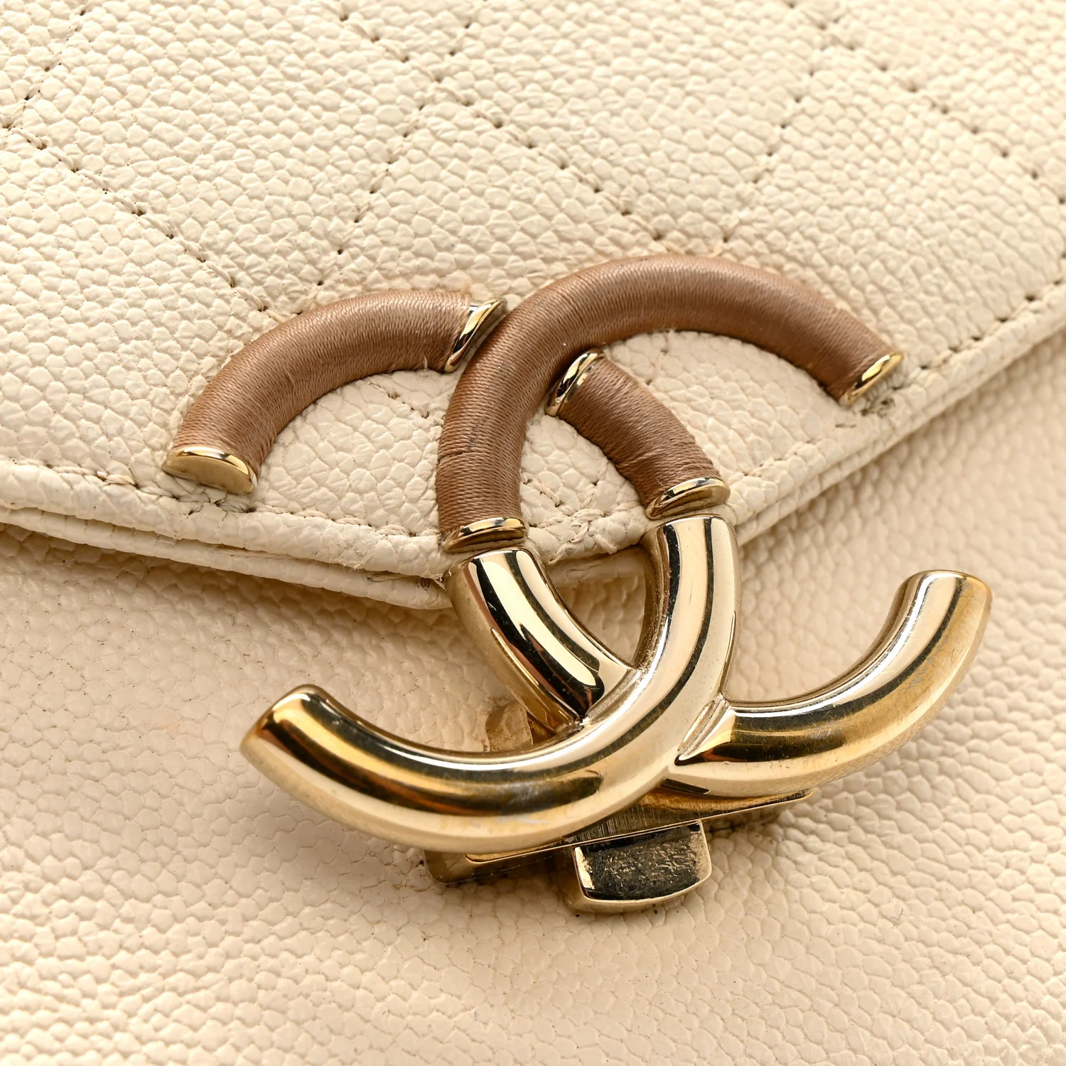 Grained Calfskin Quilted Small Cuba Top Handle Flap White - Image 15