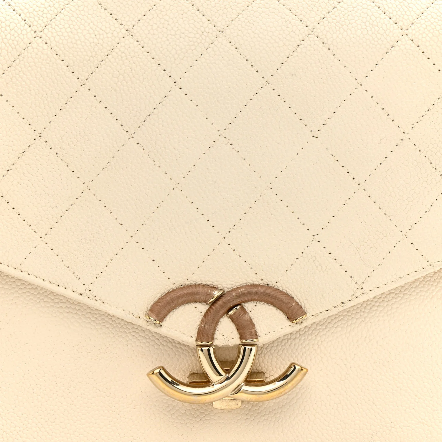 Grained Calfskin Quilted Small Cuba Top Handle Flap White - Image 8