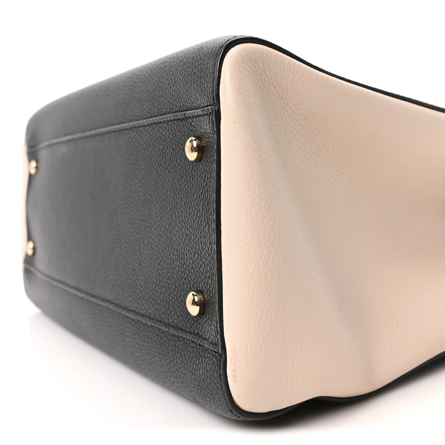 Grained Calfskin Small Bi-Color Neo Executive Shopper Tote Black Beige - Image 10