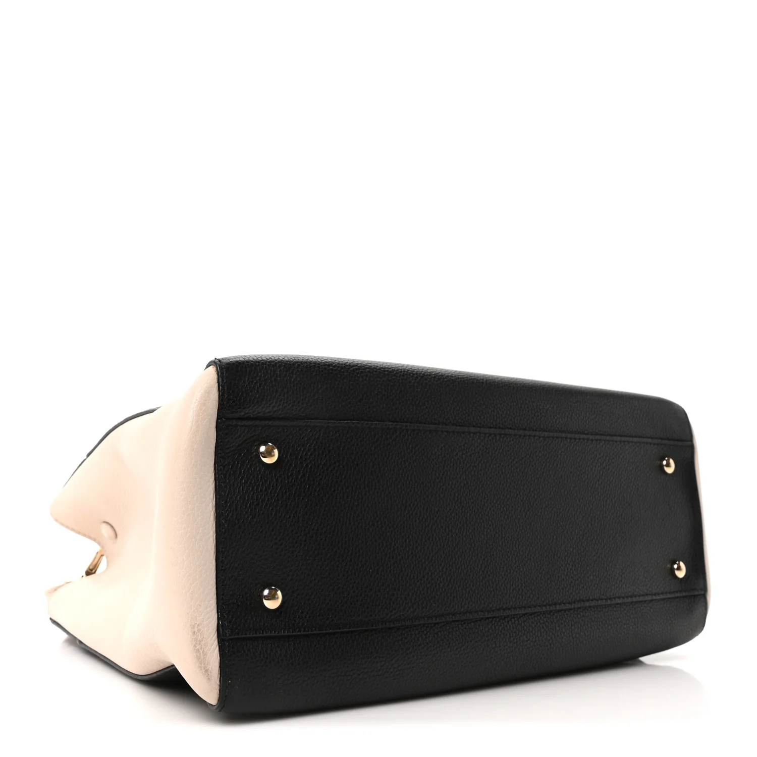 Grained Calfskin Small Bi-Color Neo Executive Shopper Tote Black Beige - Image 4