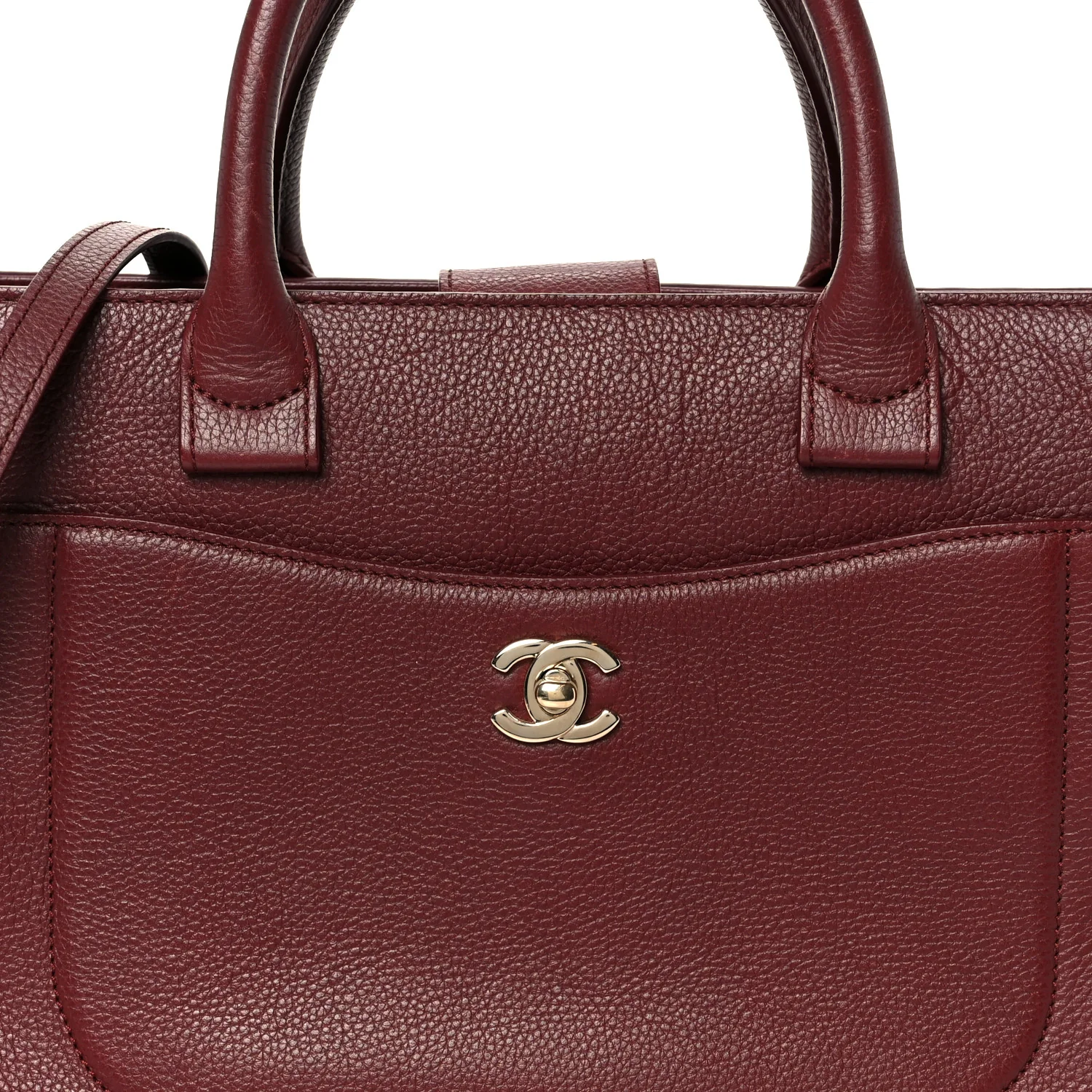 Grained Calfskin Small Neo Executive Shopper Tote Burgundy - Image 8