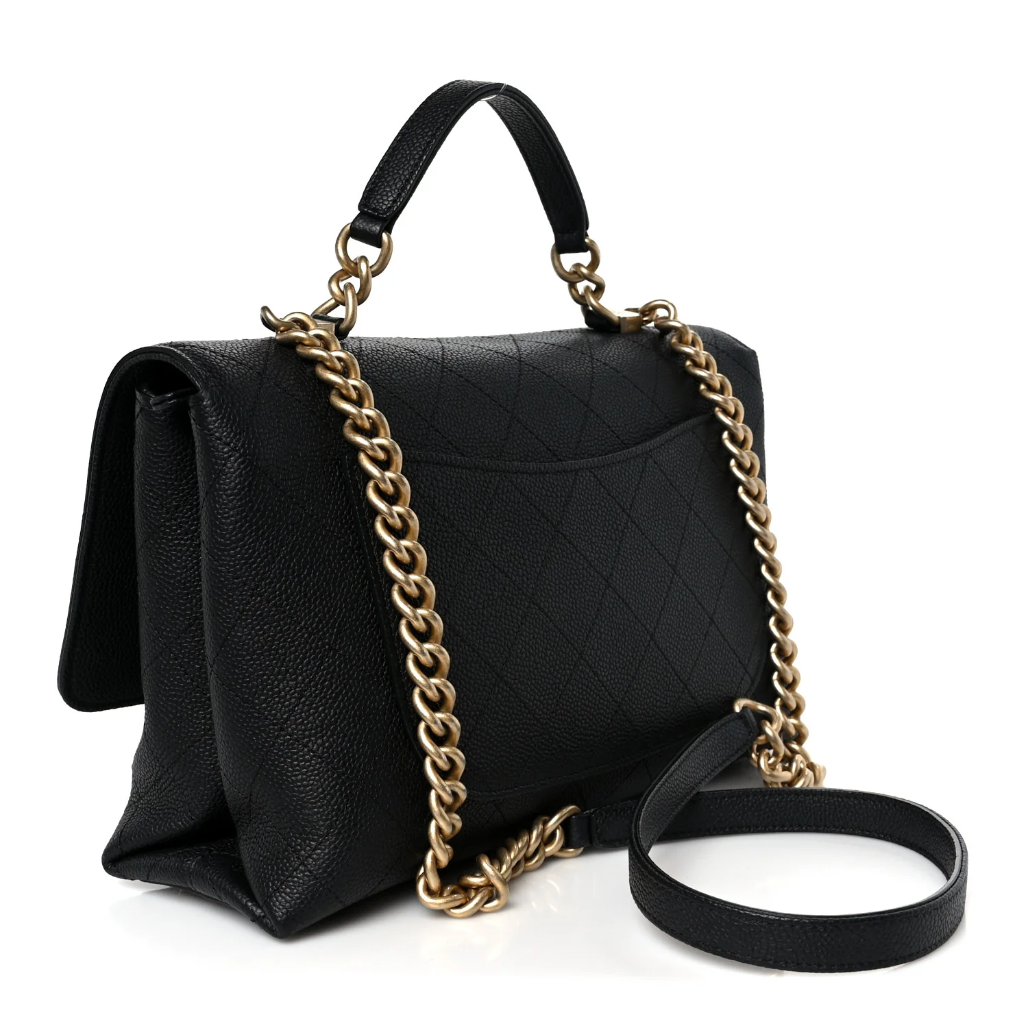 Grained Calfskin Stitched Flap Black - Image 3