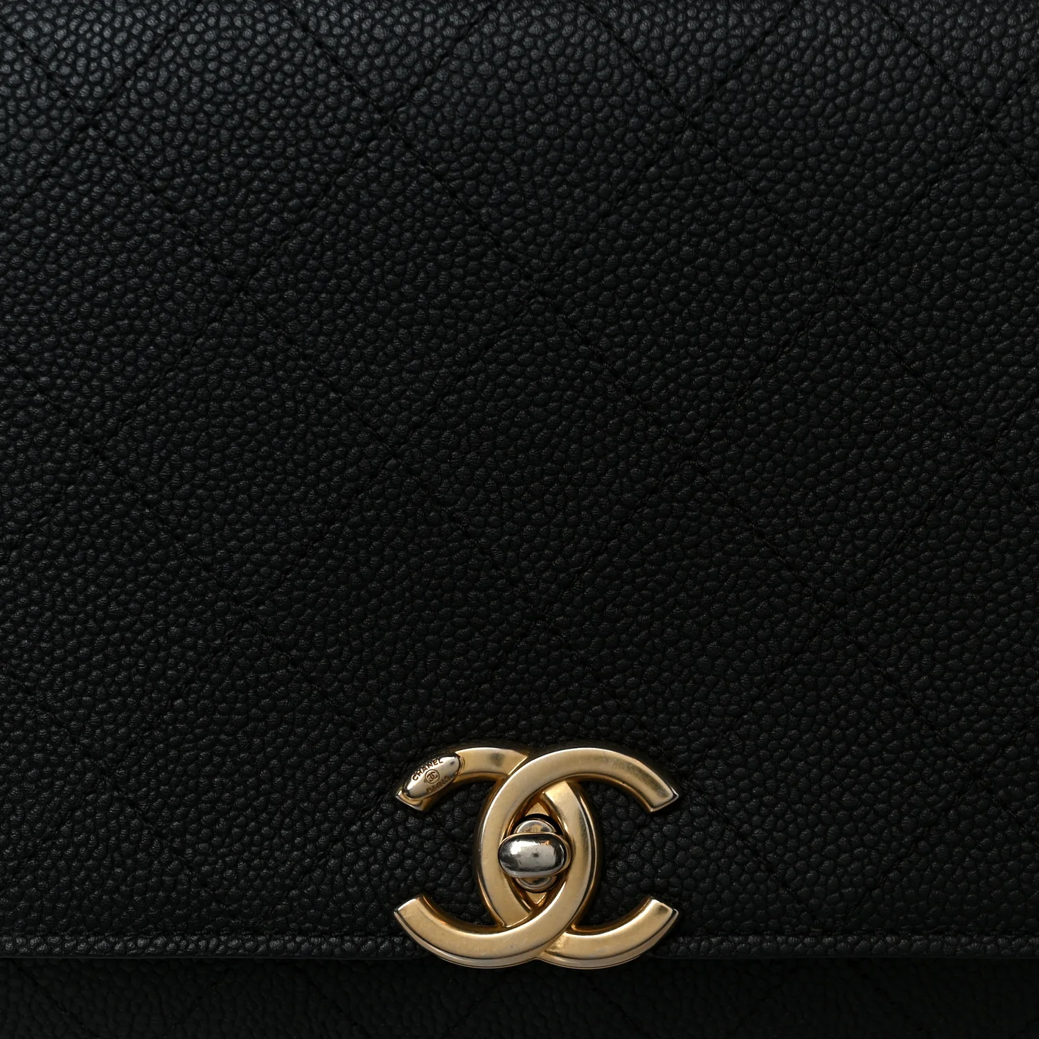 Grained Calfskin Stitched Flap Black - Image 8
