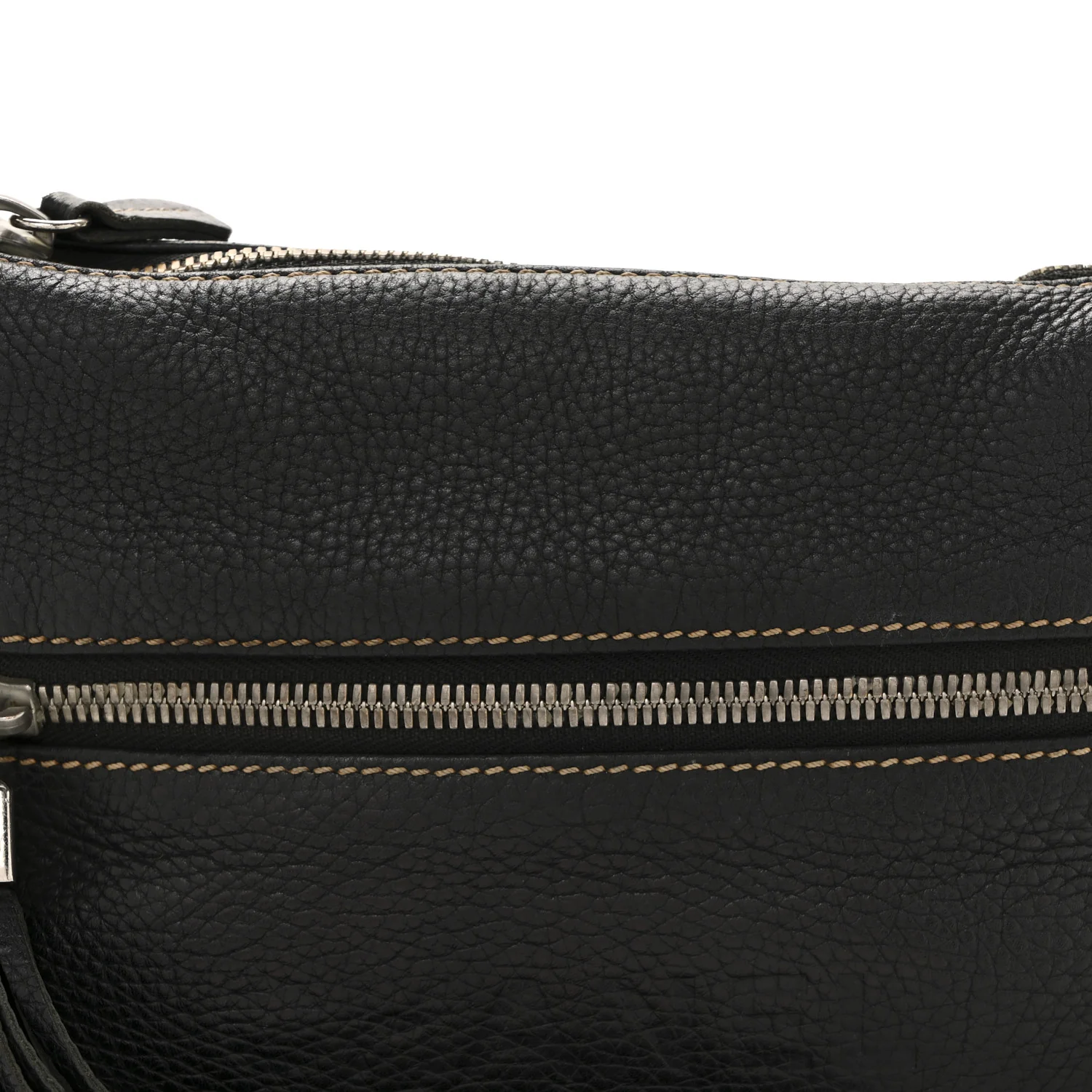 Grained Calfskin Tassel Shoulder Bag Black - Image 8
