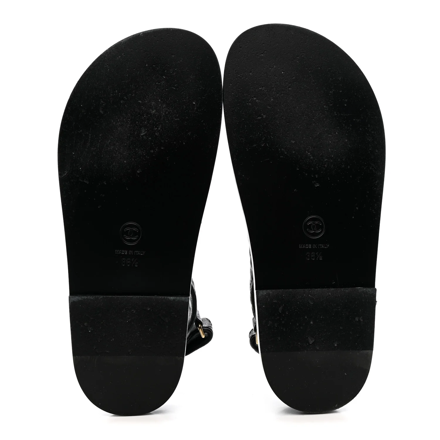 Grained Calfskin Velcro Dad Sandals 36.5 Black - Image 6