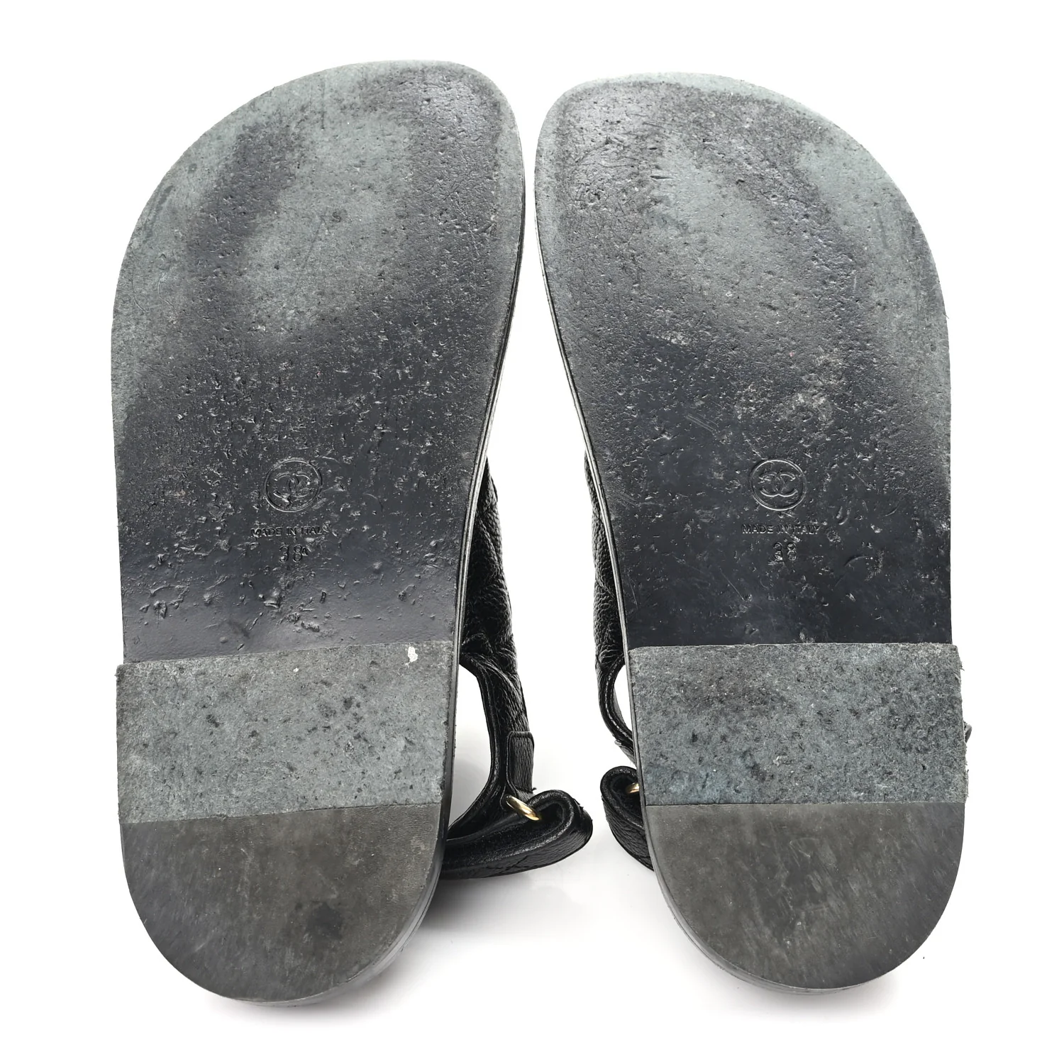 Grained Calfskin Velcro Dad Sandals 38 Black - Image 6
