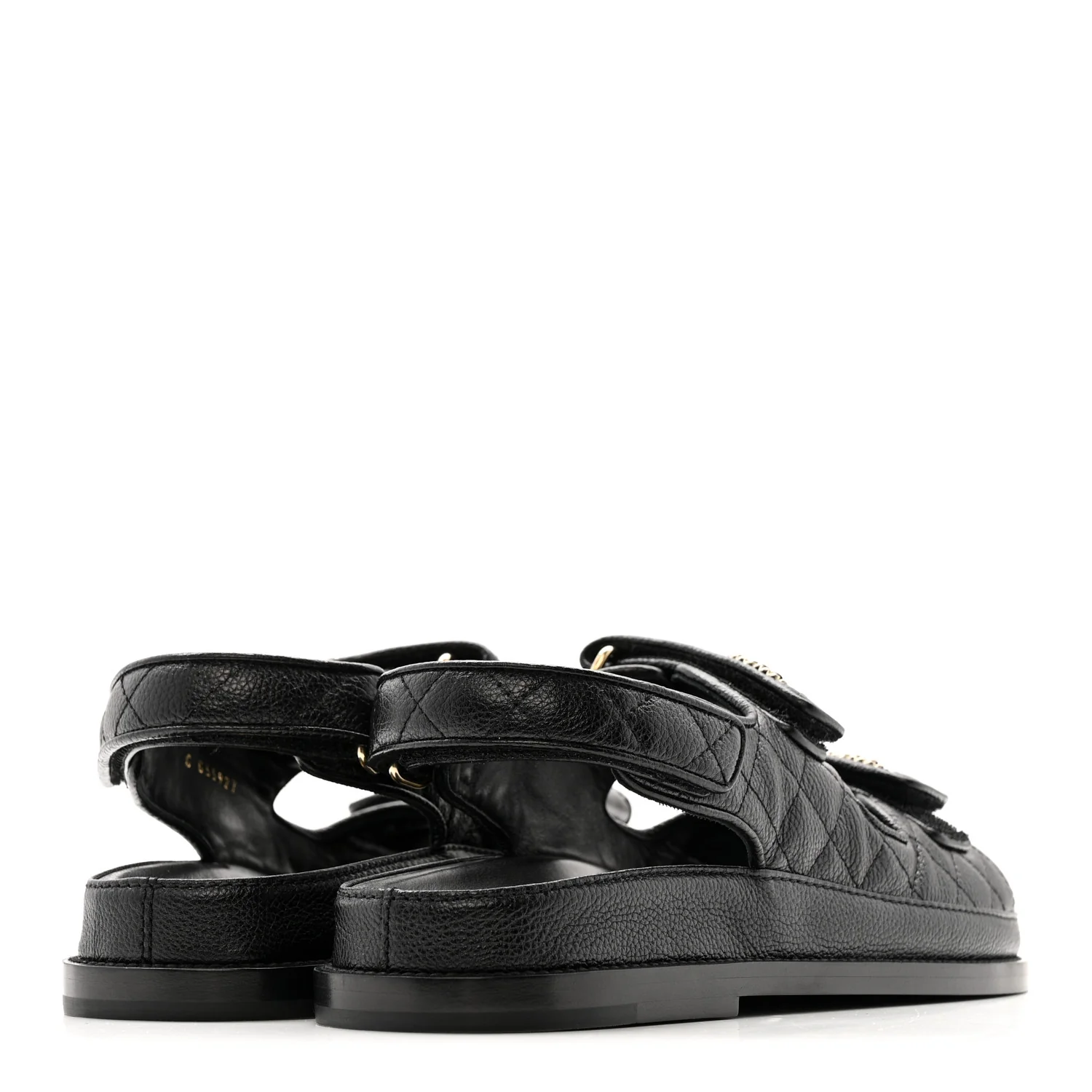 Grained Calfskin Velcro Dad Sandals 38.5 Black - Image 9