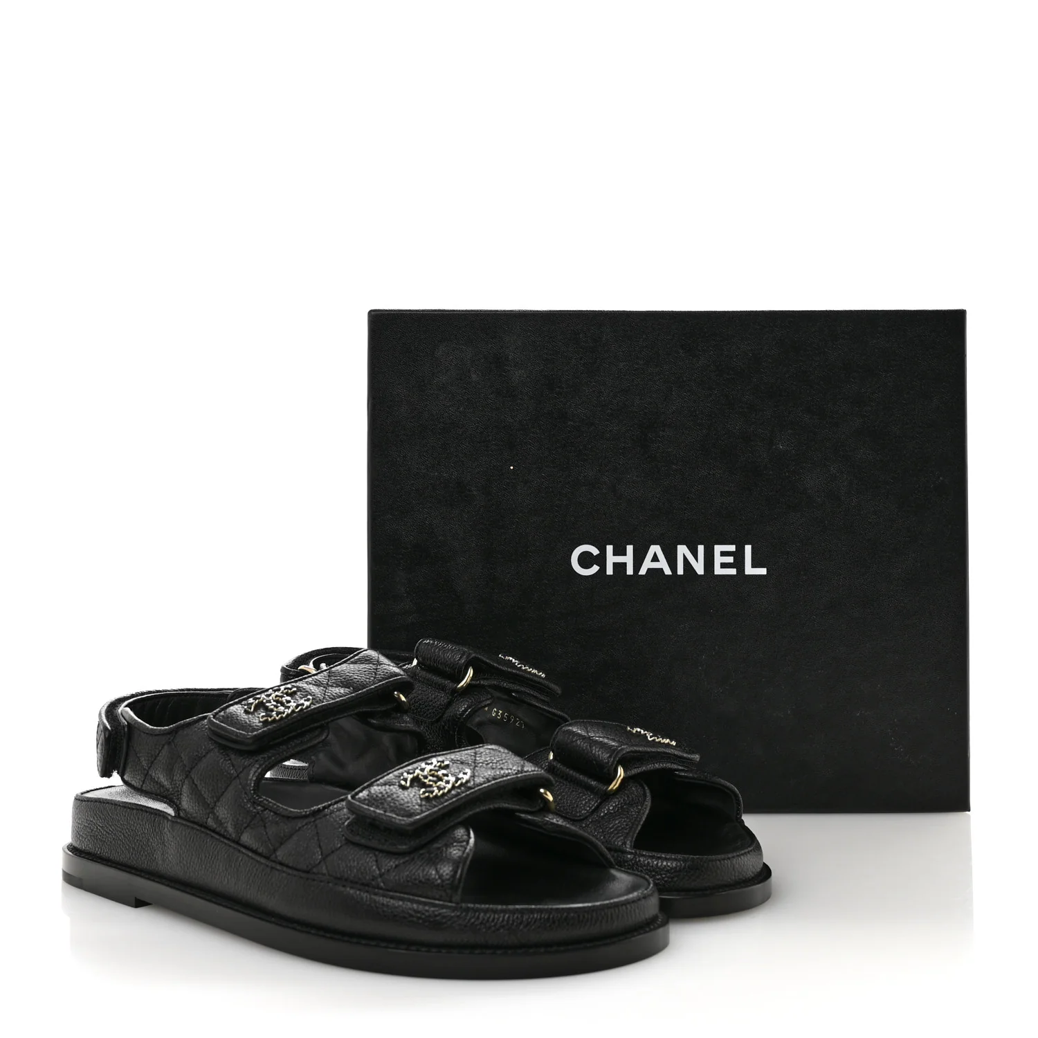 Grained Calfskin Velcro Dad Sandals 39 Black - Image 10