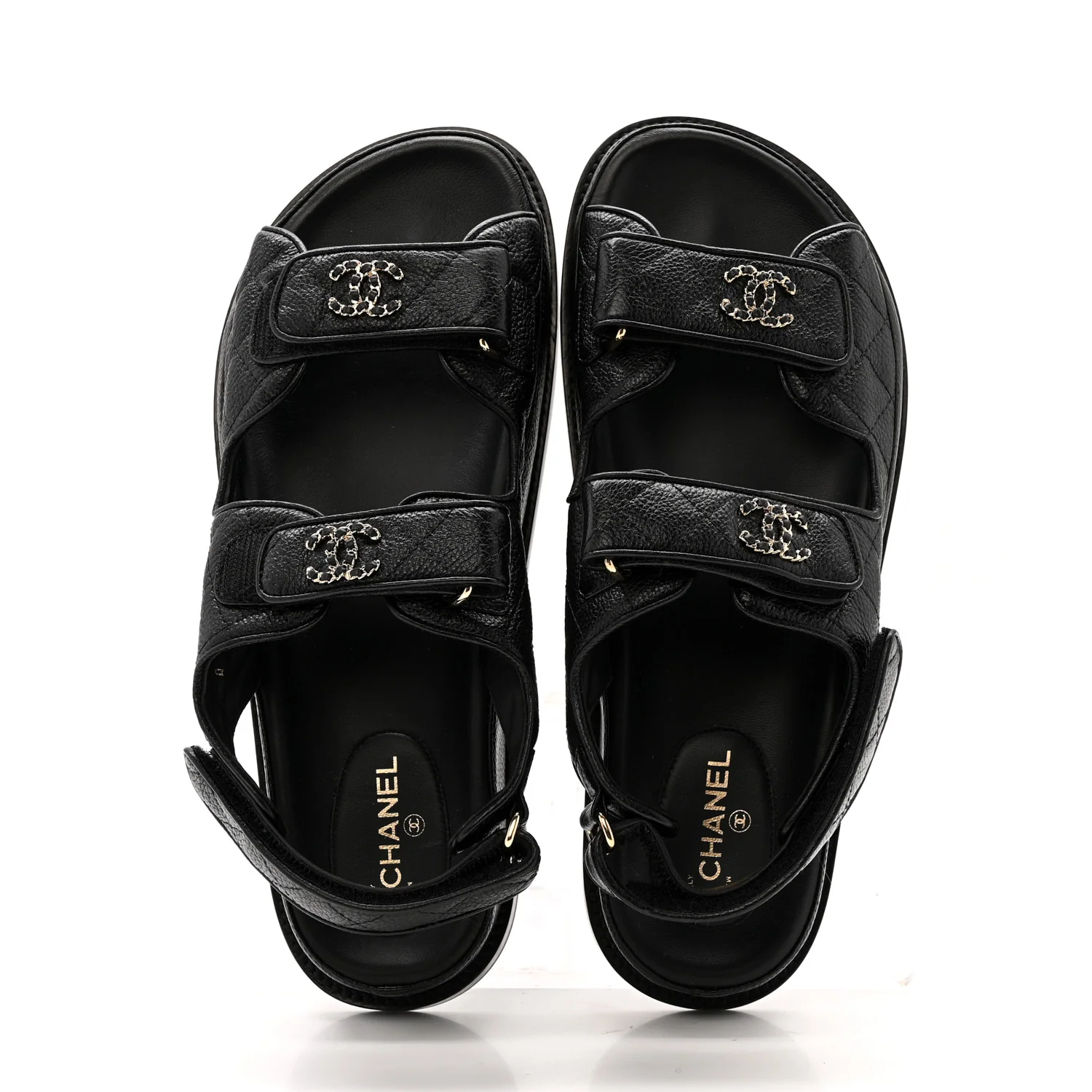 Grained Calfskin Velcro Dad Sandals 39.5 Black - Image 2