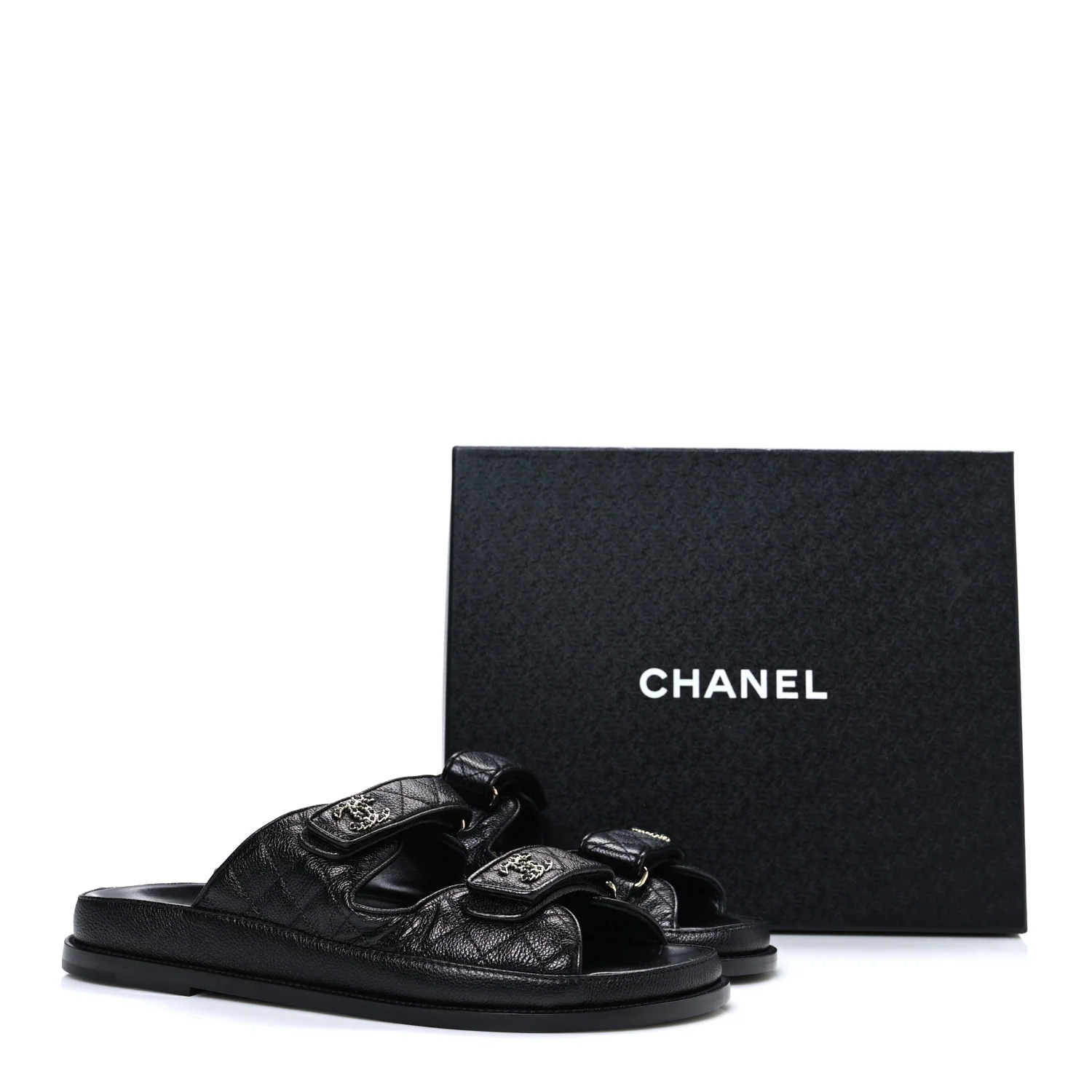 Grained Calfskin Velcro Dad Sandals 42 Black - Image 11