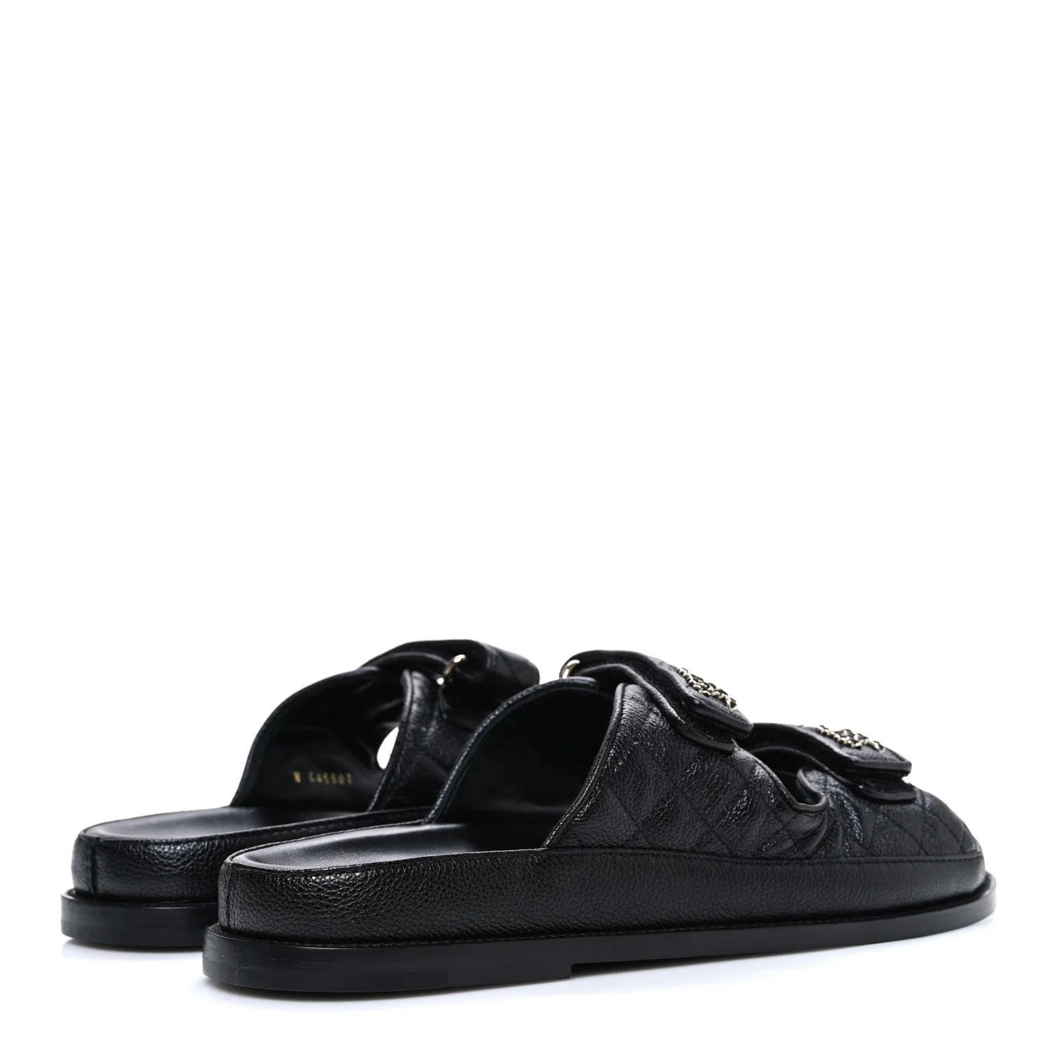 Grained Calfskin Velcro Dad Sandals 42 Black - Image 5