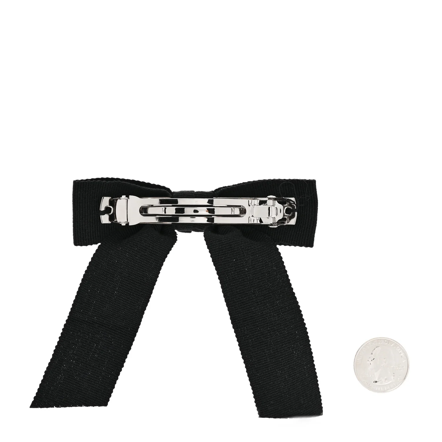 Grosgrain Bow CC Hair Clip Black - Image 2