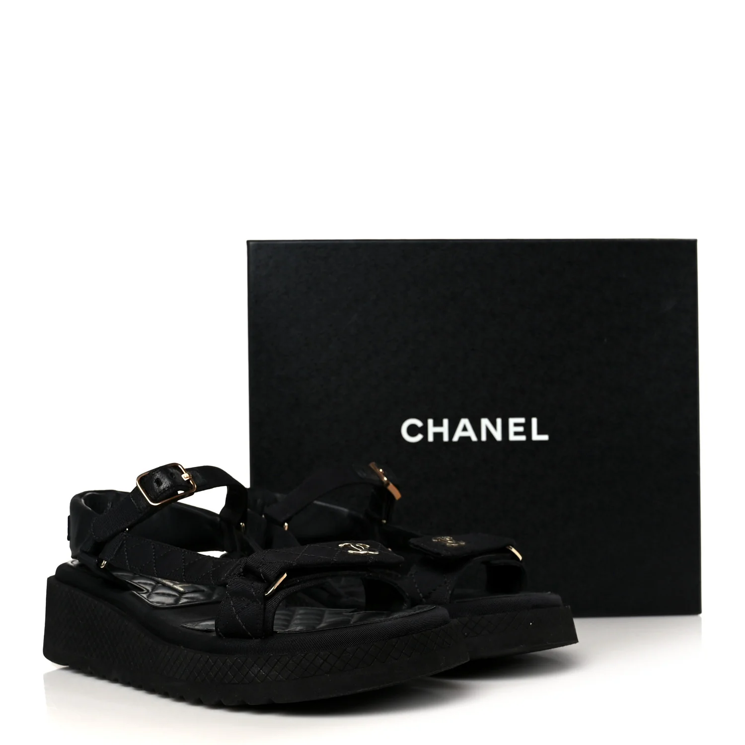 Grosgrain Logo Platform Sandals 38.5 Black - Image 10