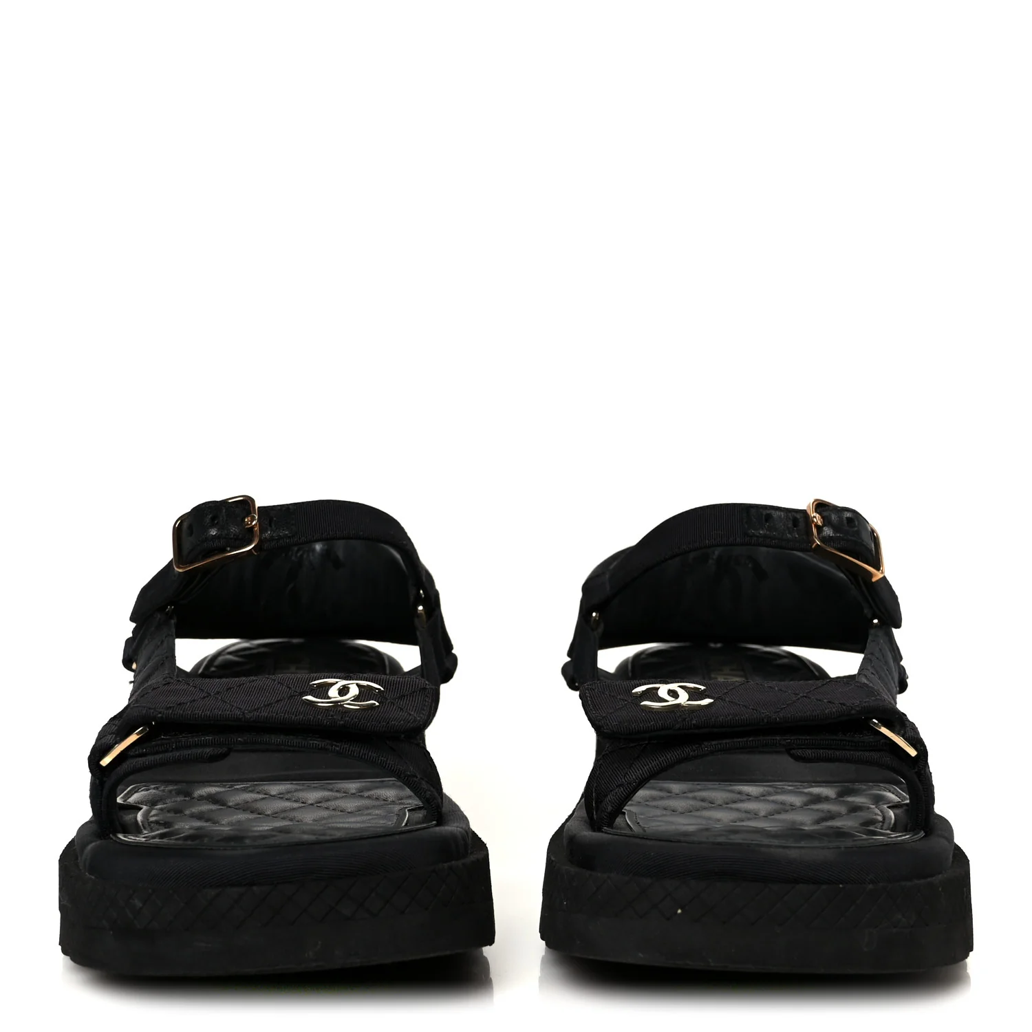 Grosgrain Logo Platform Sandals 38.5 Black - Image 3