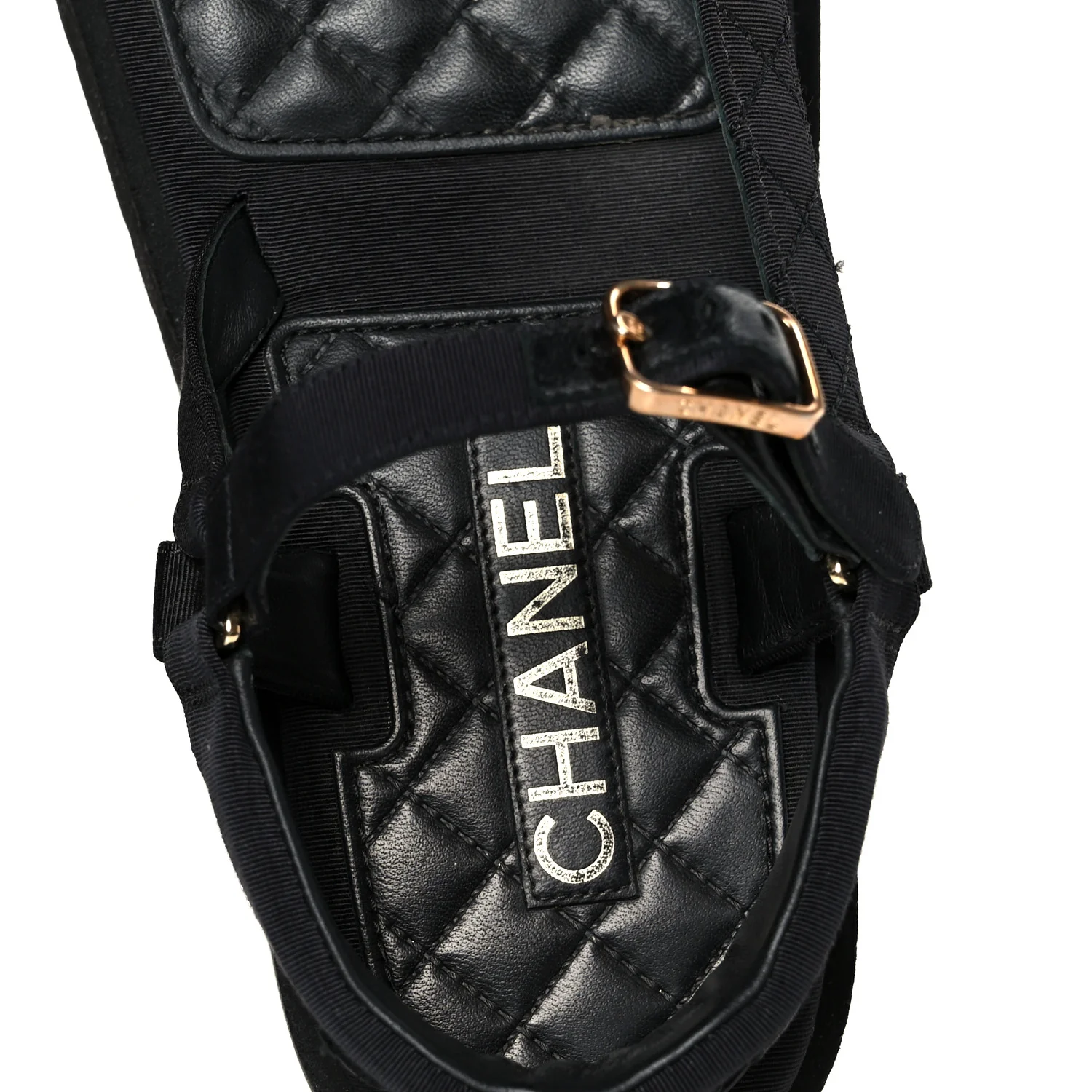 Grosgrain Logo Platform Sandals 38.5 Black - Image 7