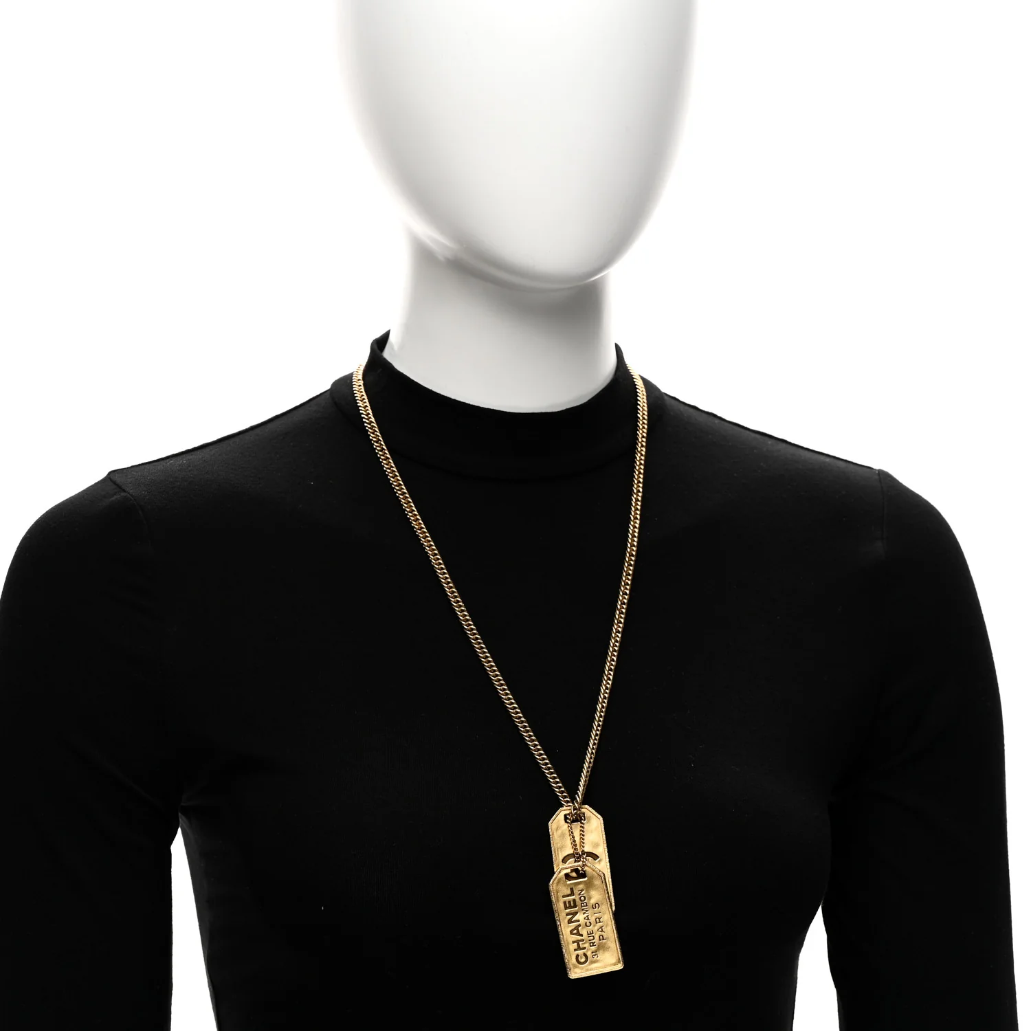 ID Dog Tag Charm Necklace Gold - Image 2