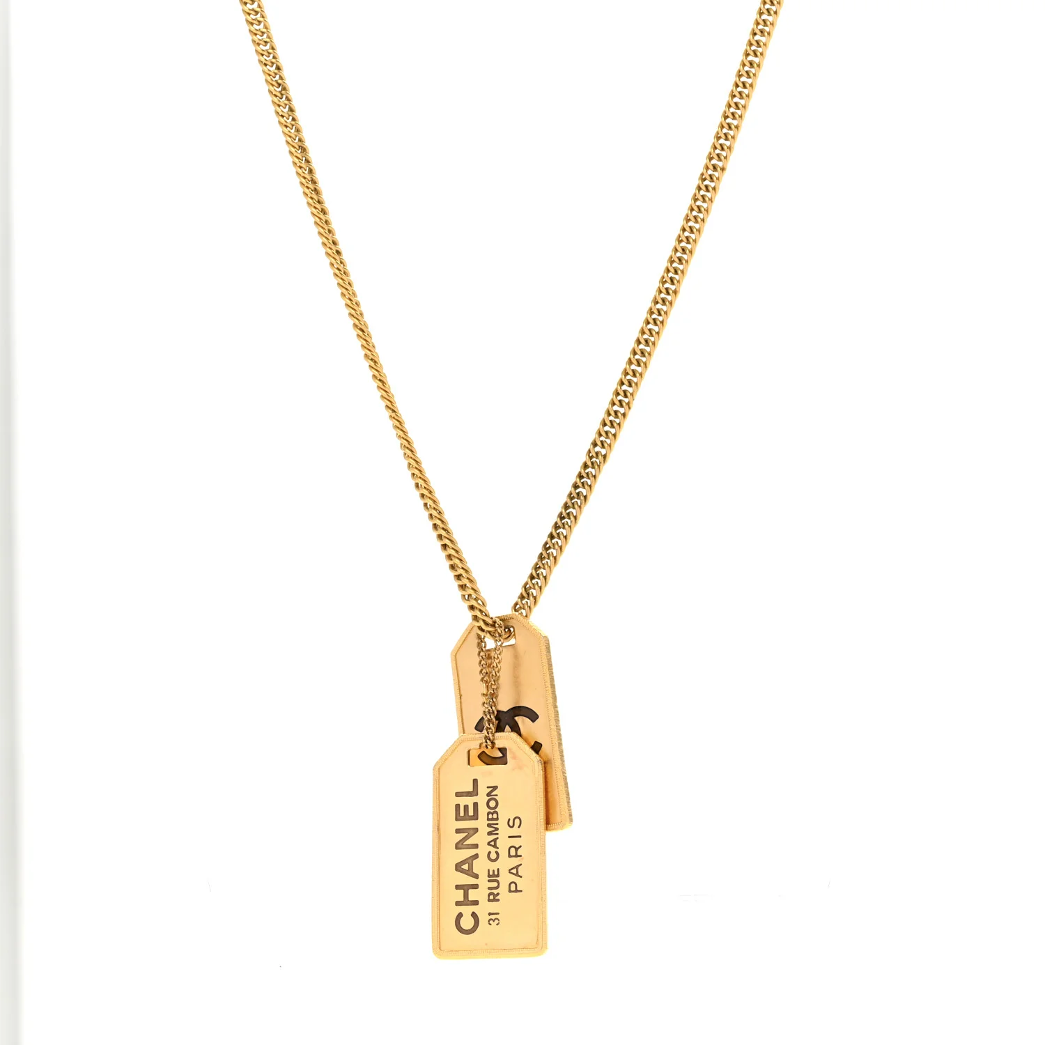 ID Dog Tag Charm Necklace Gold