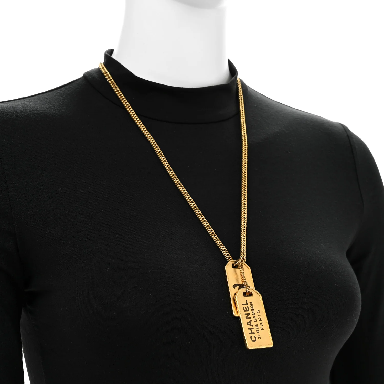 ID Dog Tag Charm Necklace Gold - Image 2
