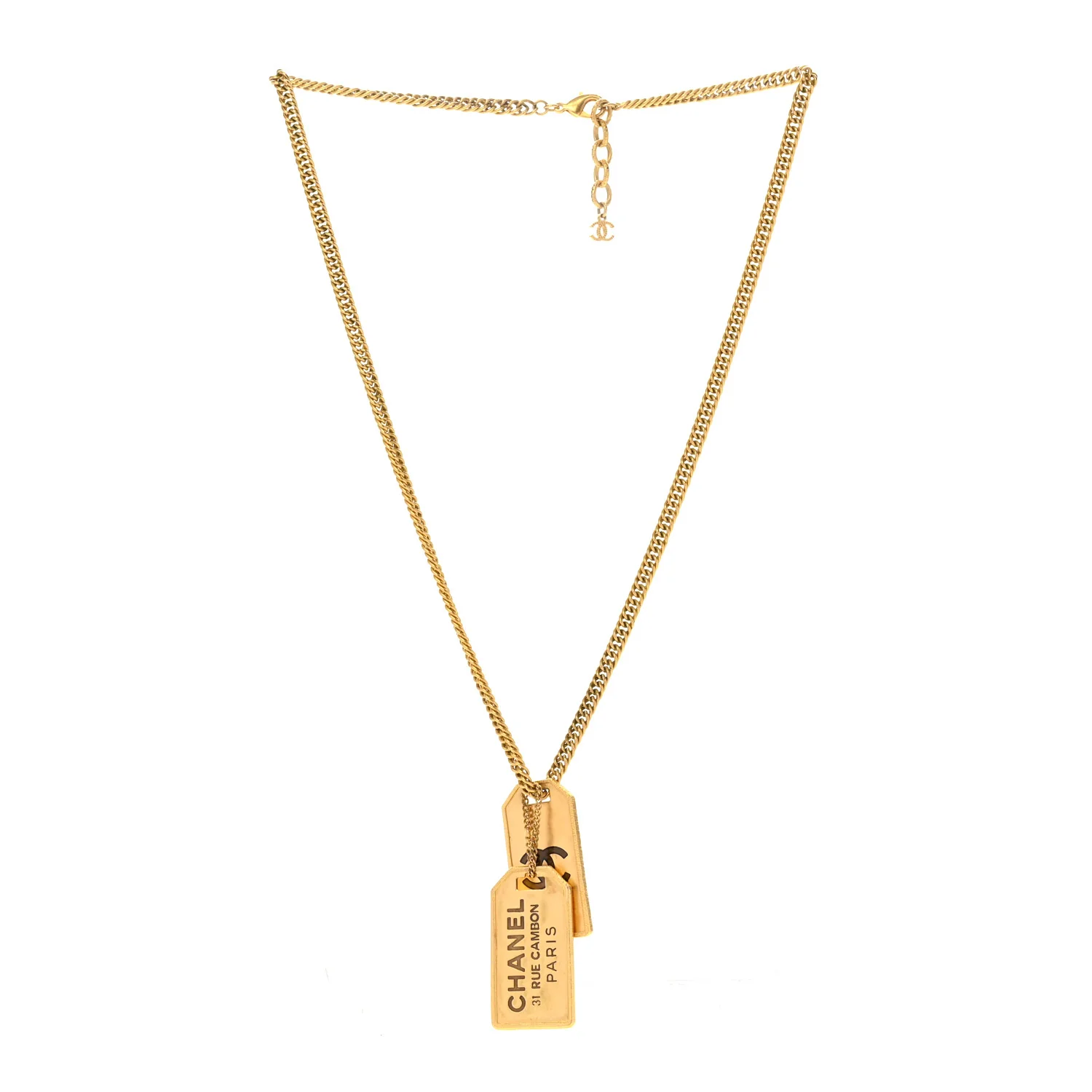 ID Dog Tag Charm Necklace Gold - Image 3