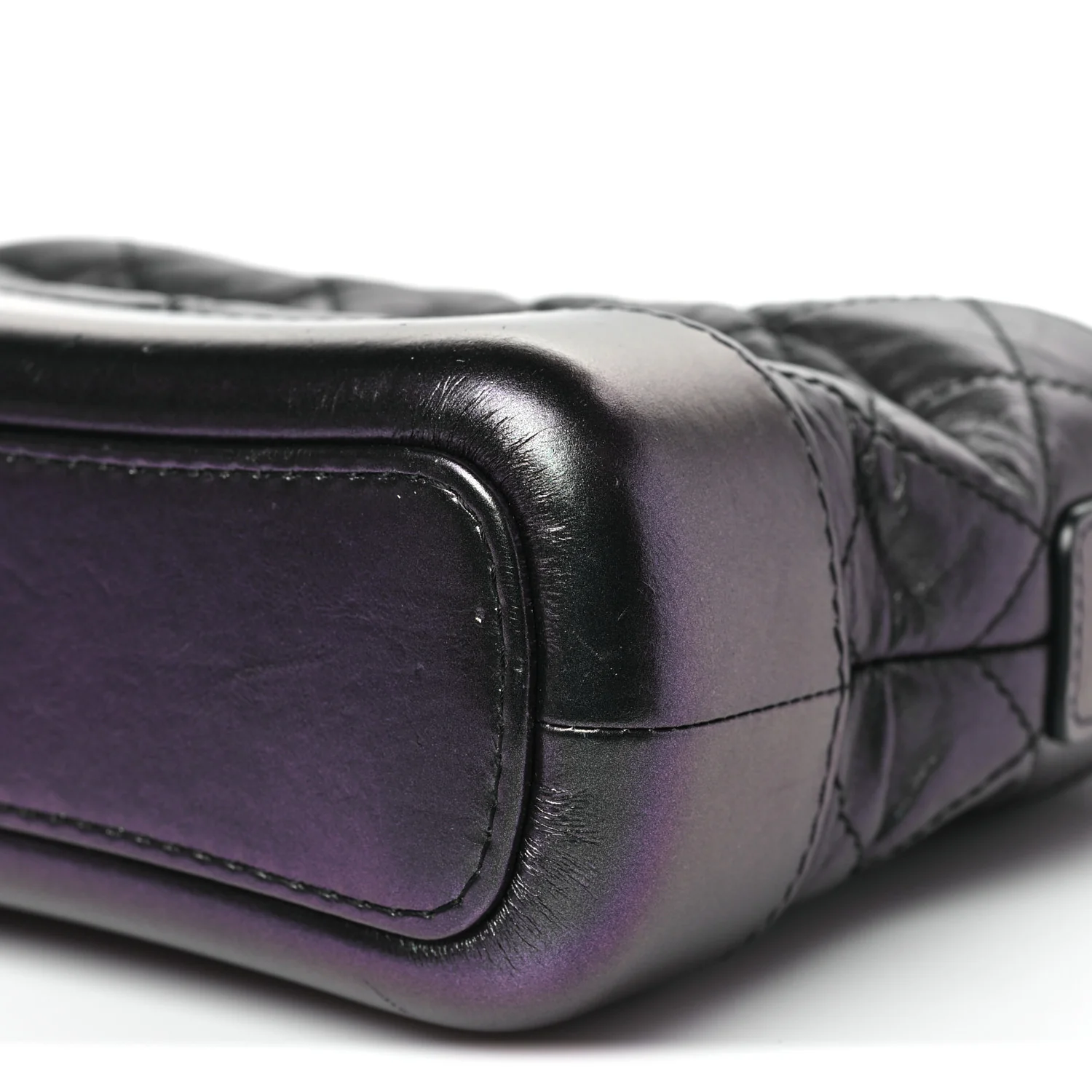 Iridescent Aged Calfskin Quilted Small Gabrielle Hobo Black - Image 10