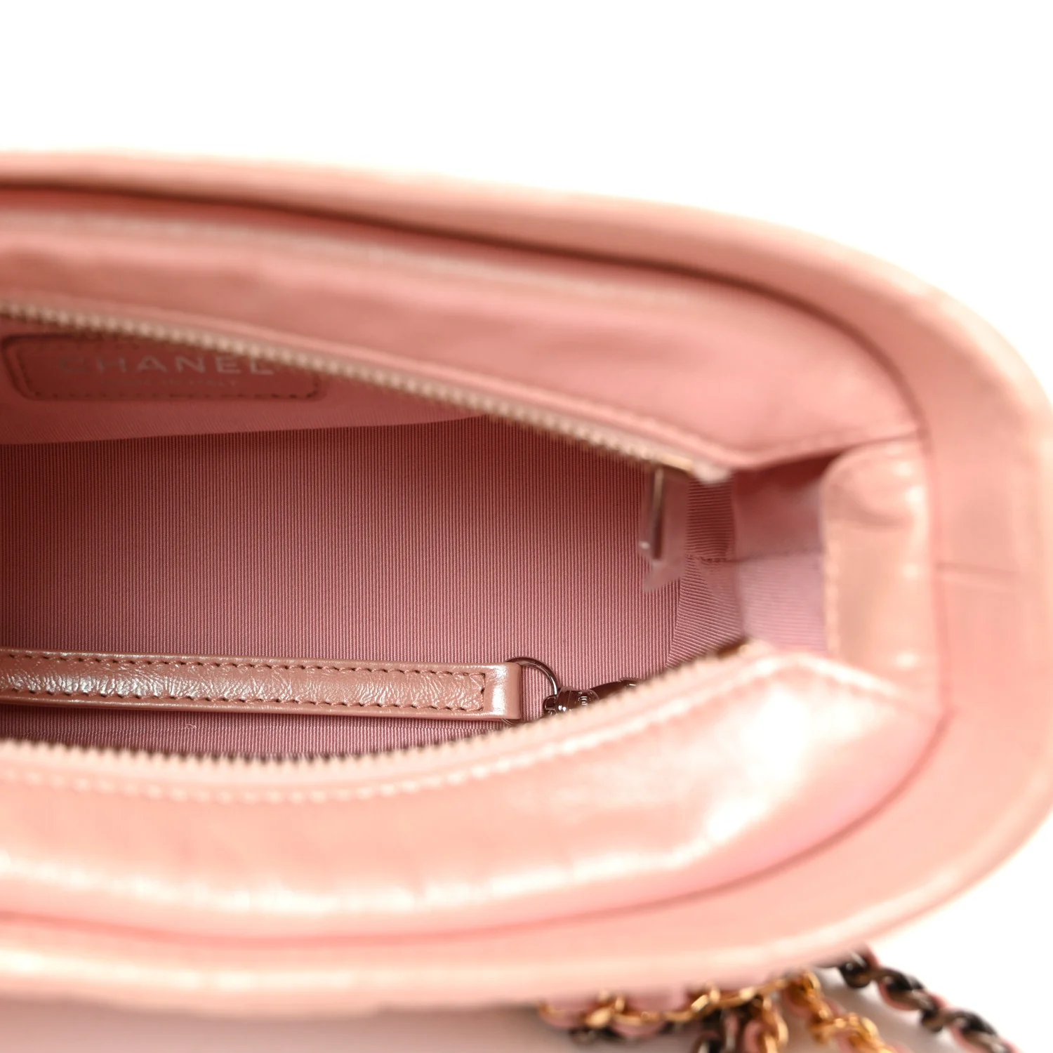 Iridescent Aged Calfskin Quilted Small Gabrielle Hobo Rose - Image 5