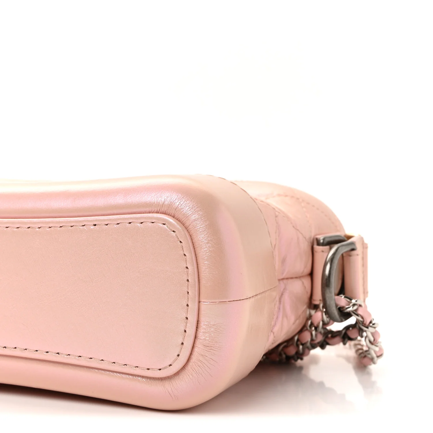 Iridescent Aged Calfskin Quilted Small Gabrielle Hobo Rose - Image 9