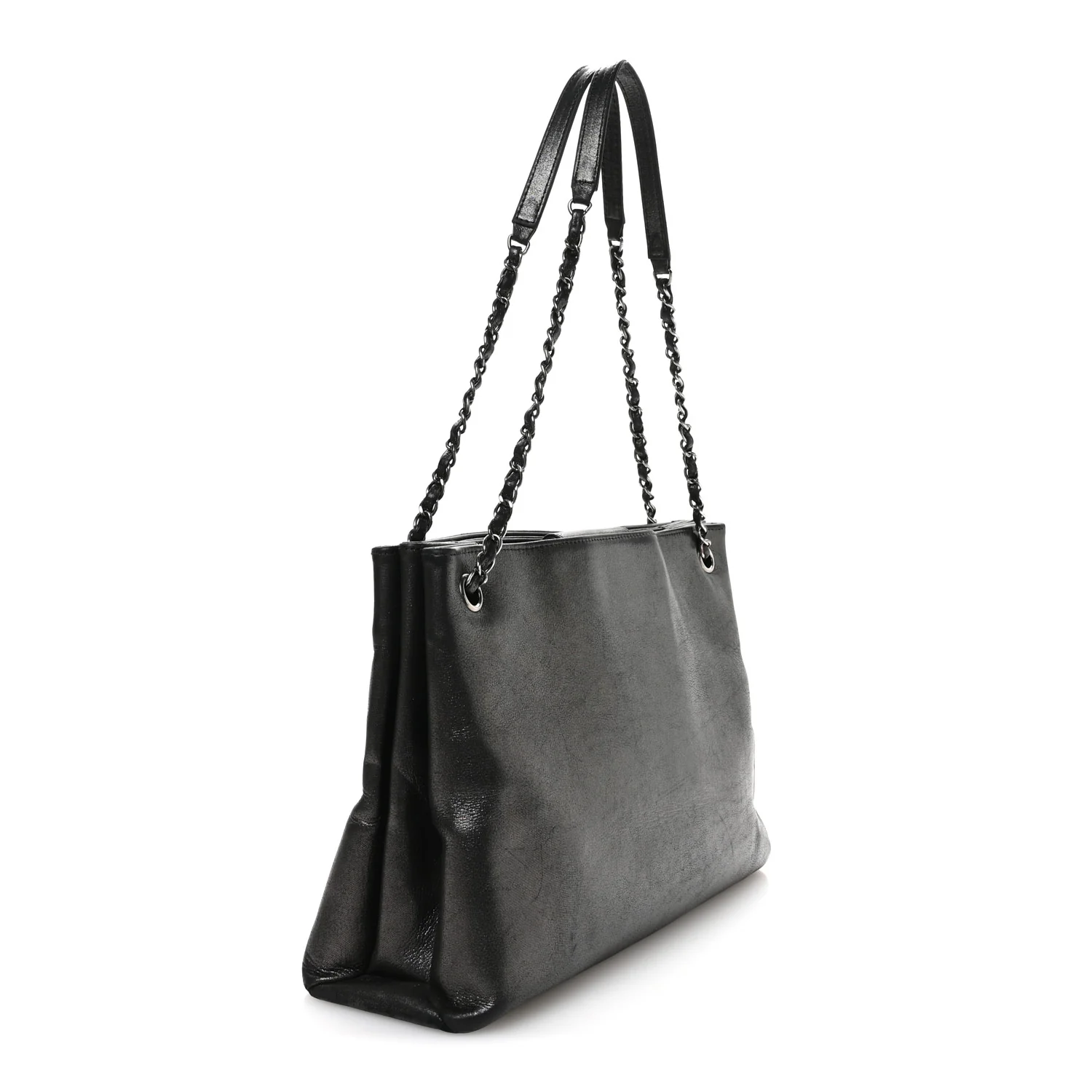 Iridescent Calfskin CC East West Shopping Tote Black - Image 3
