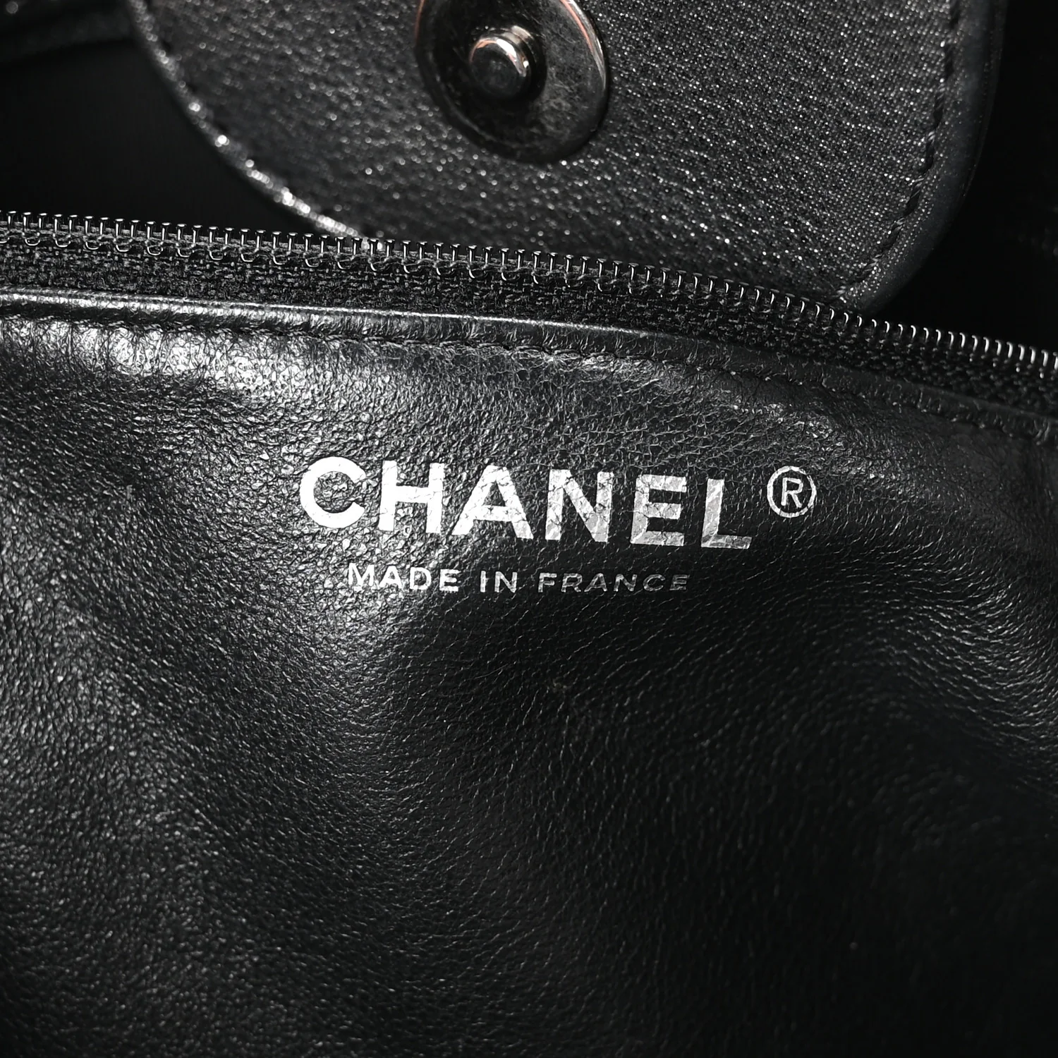 Iridescent Calfskin CC East West Shopping Tote Black - Image 6