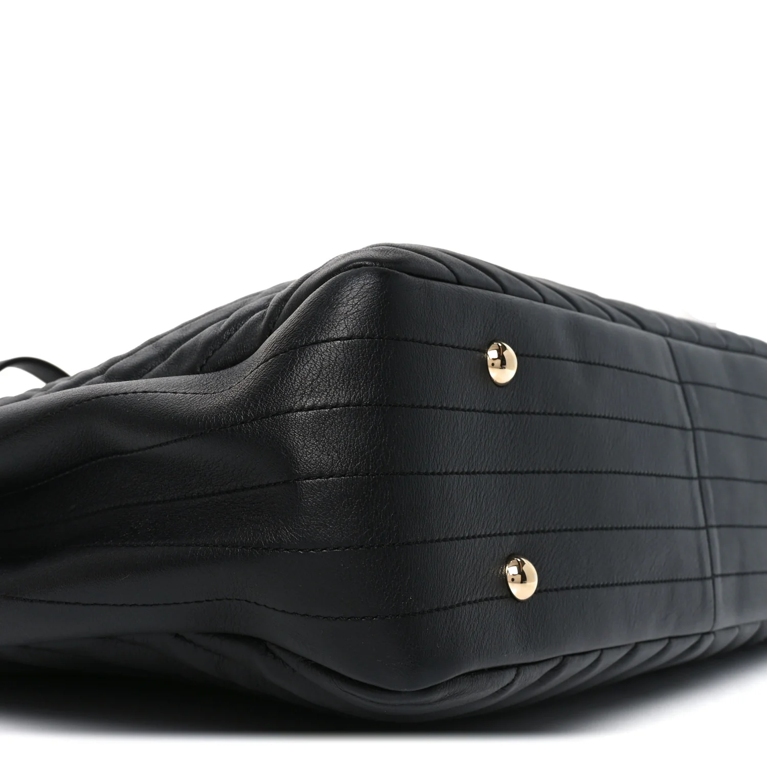 Iridescent Calfskin Chevron Quilted Shopping Tote Black - Image 9