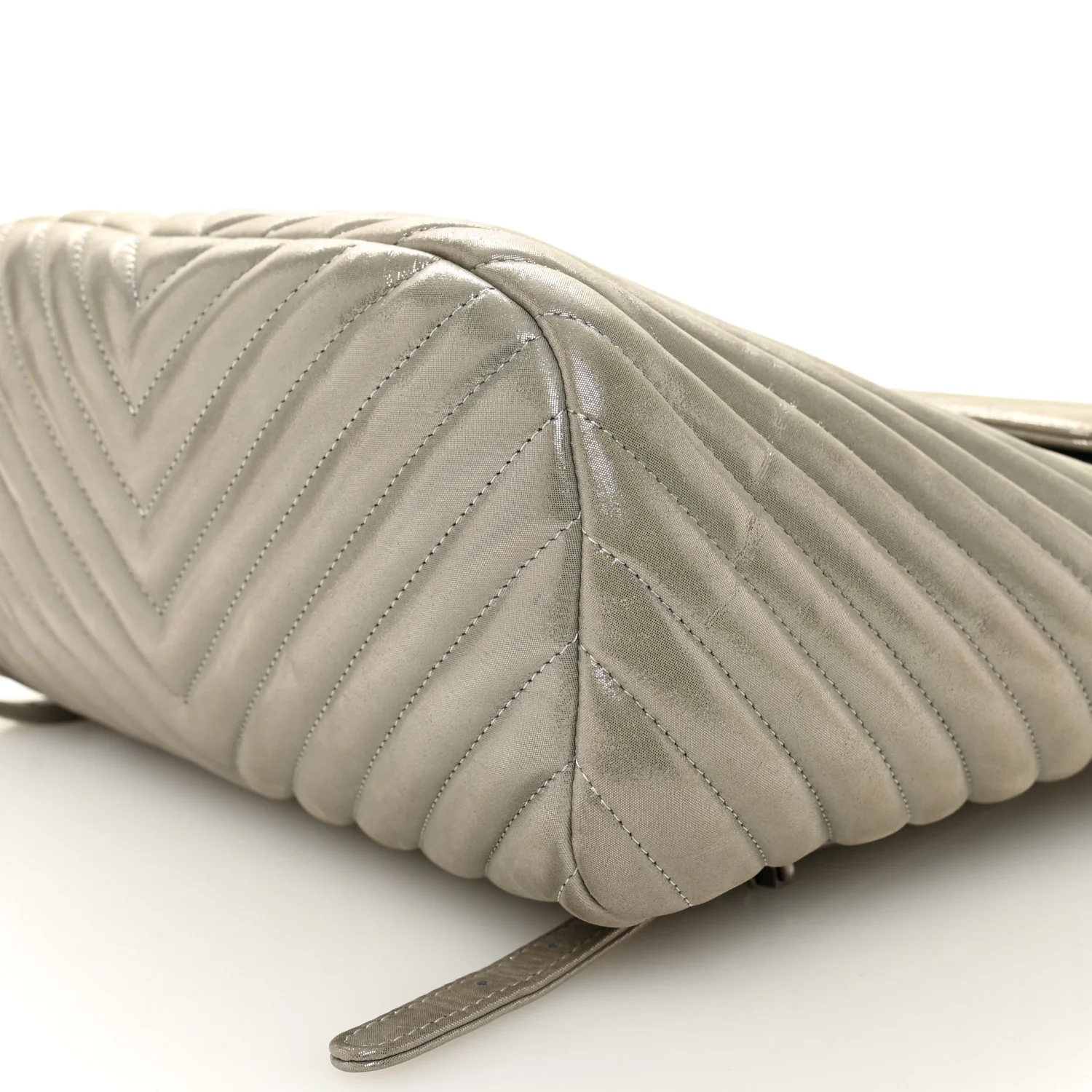Iridescent Calfskin Chevron Quilted Small Urban Spirit Backpack Silver - Image 10