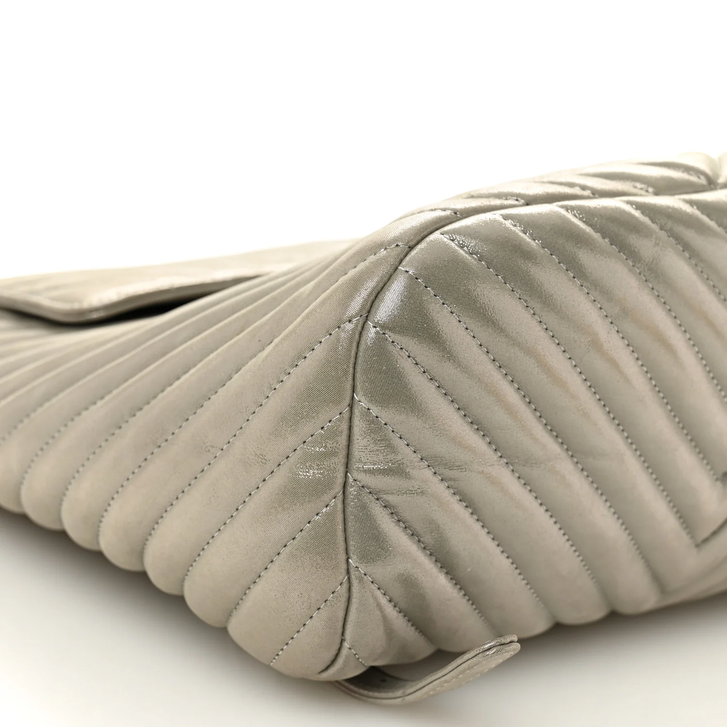 Iridescent Calfskin Chevron Quilted Small Urban Spirit Backpack Silver - Image 9