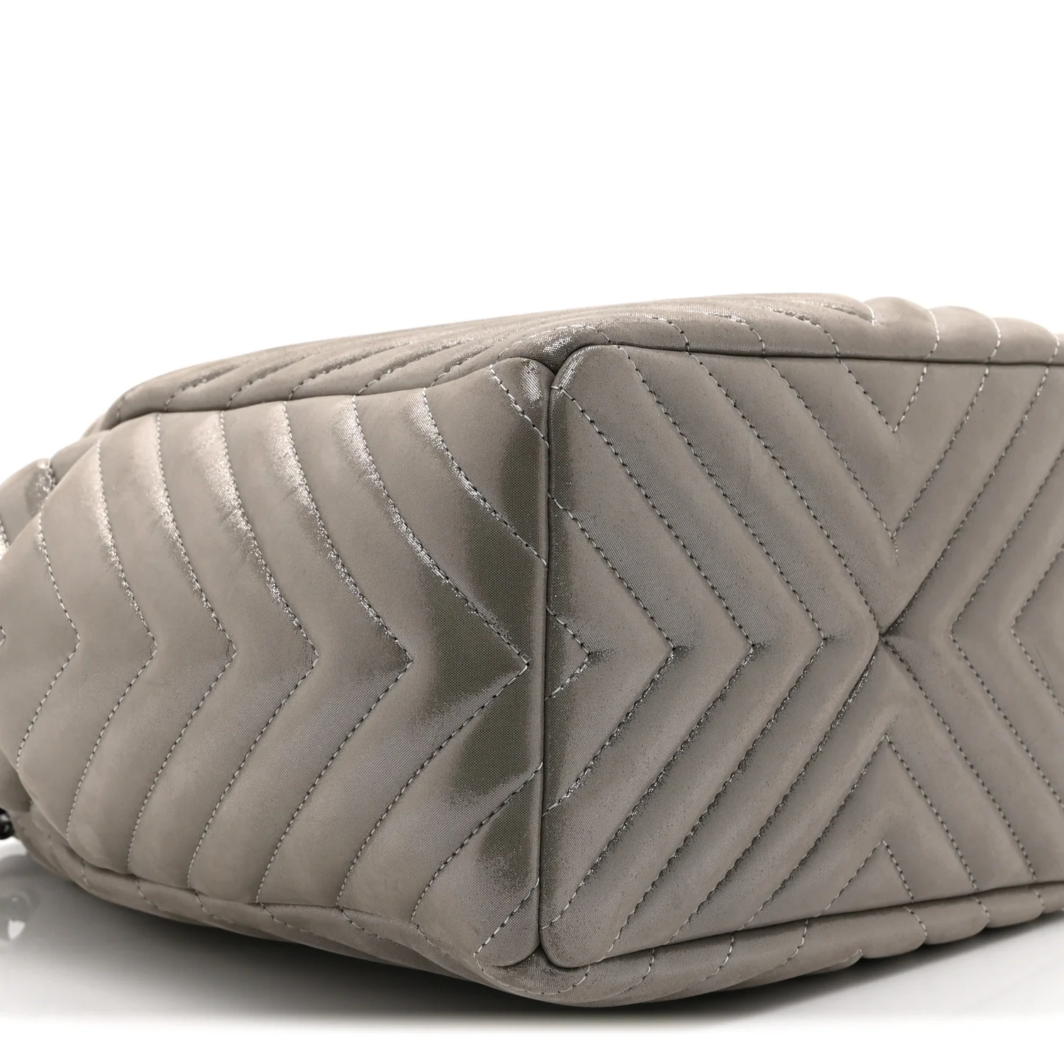 Iridescent Calfskin Chevron Small Urban Spirit Drawstring Bag Silver - Image 9