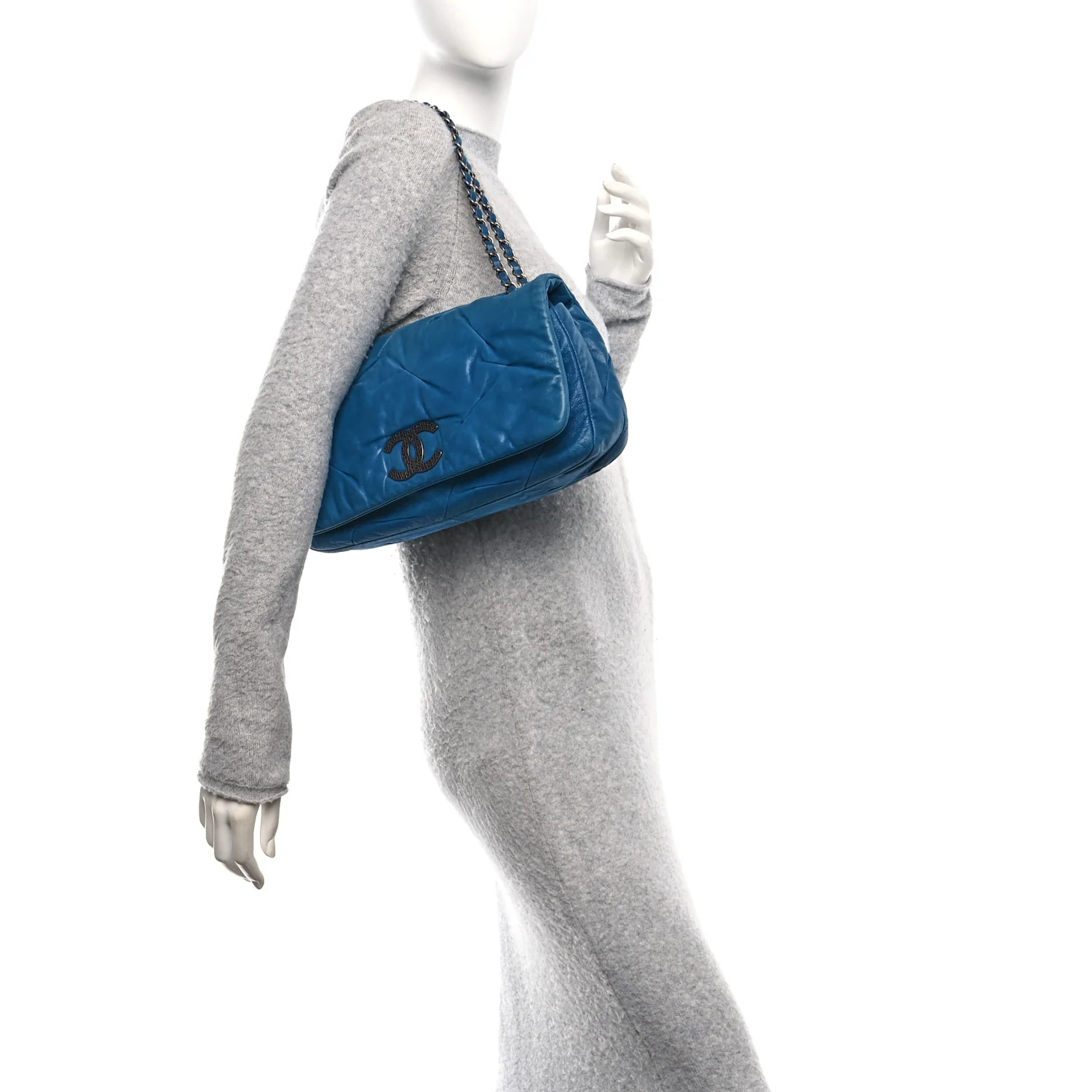 Iridescent Calfskin Glint Flap Blue - Image 2