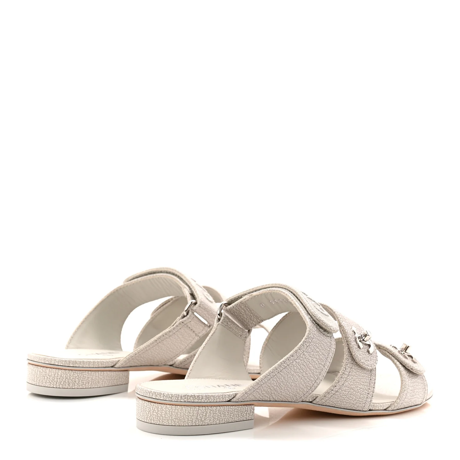 Iridescent Calfskin Logo CC Turnlock Sandals 37.5 Grey - Image 5