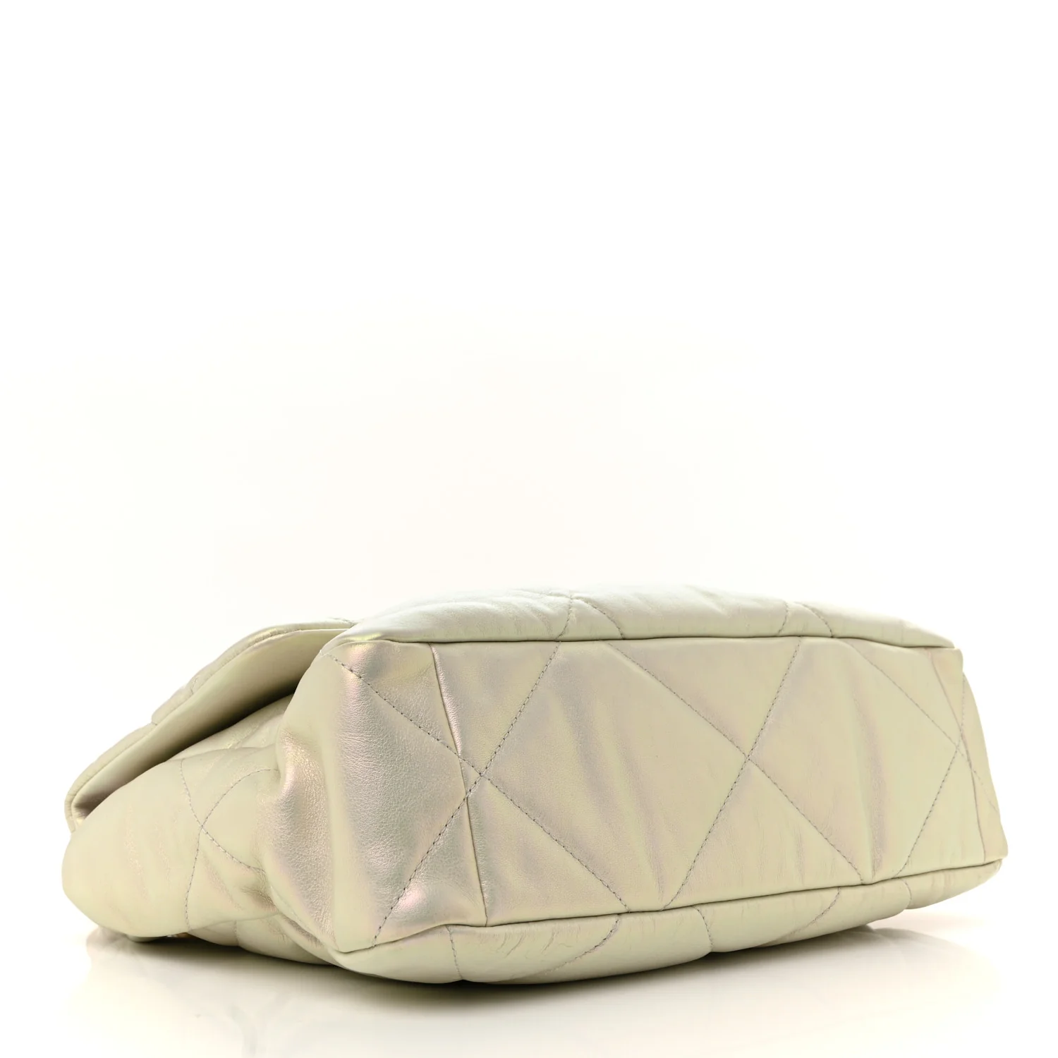 Iridescent Calfskin Quilted Large Chanel 19 Flap White - Image 4