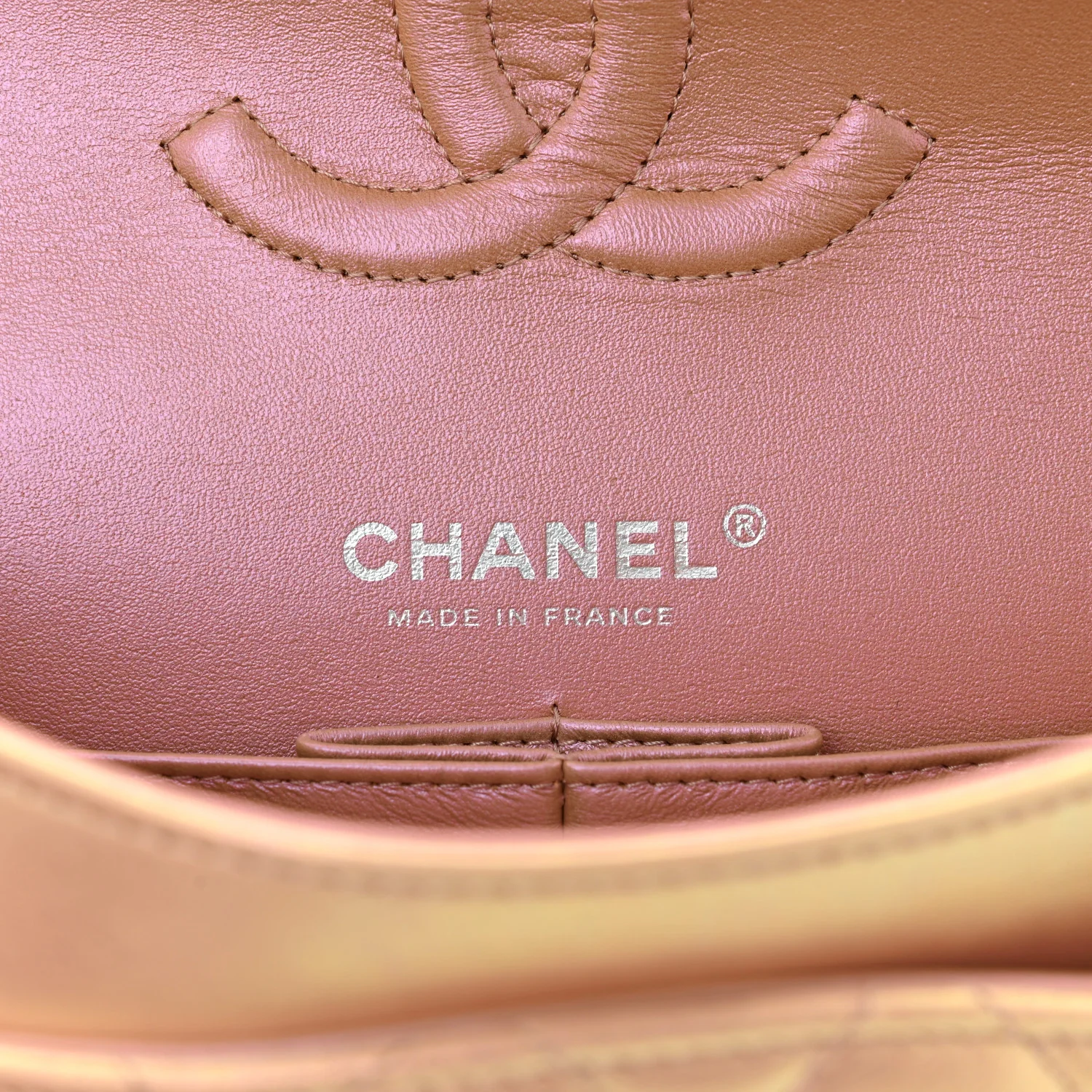Iridescent Calfskin Quilted Medium Double Flap Pink - Image 6