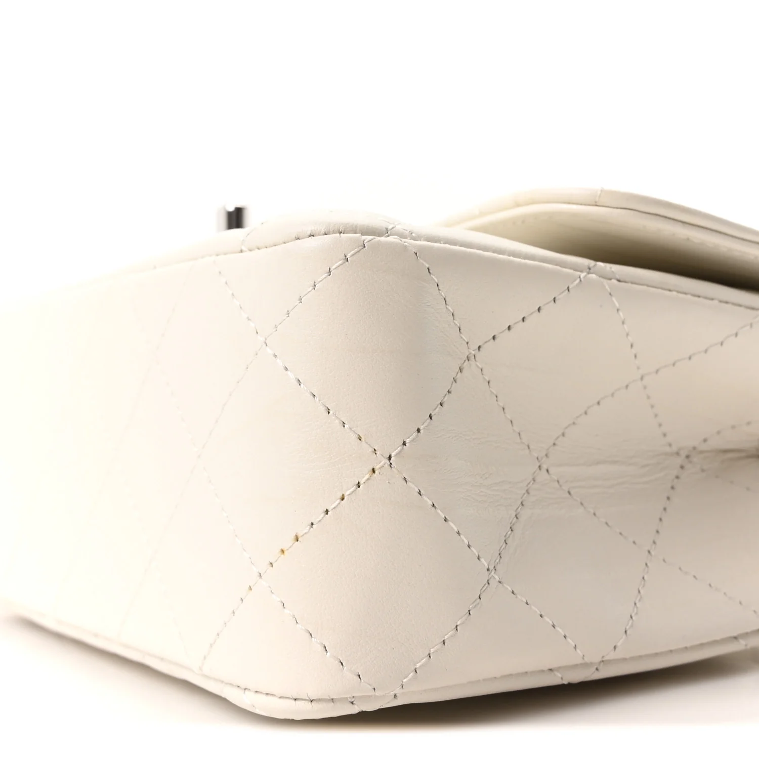 Iridescent Calfskin Quilted Mini Rectangular Flap White - Image 10