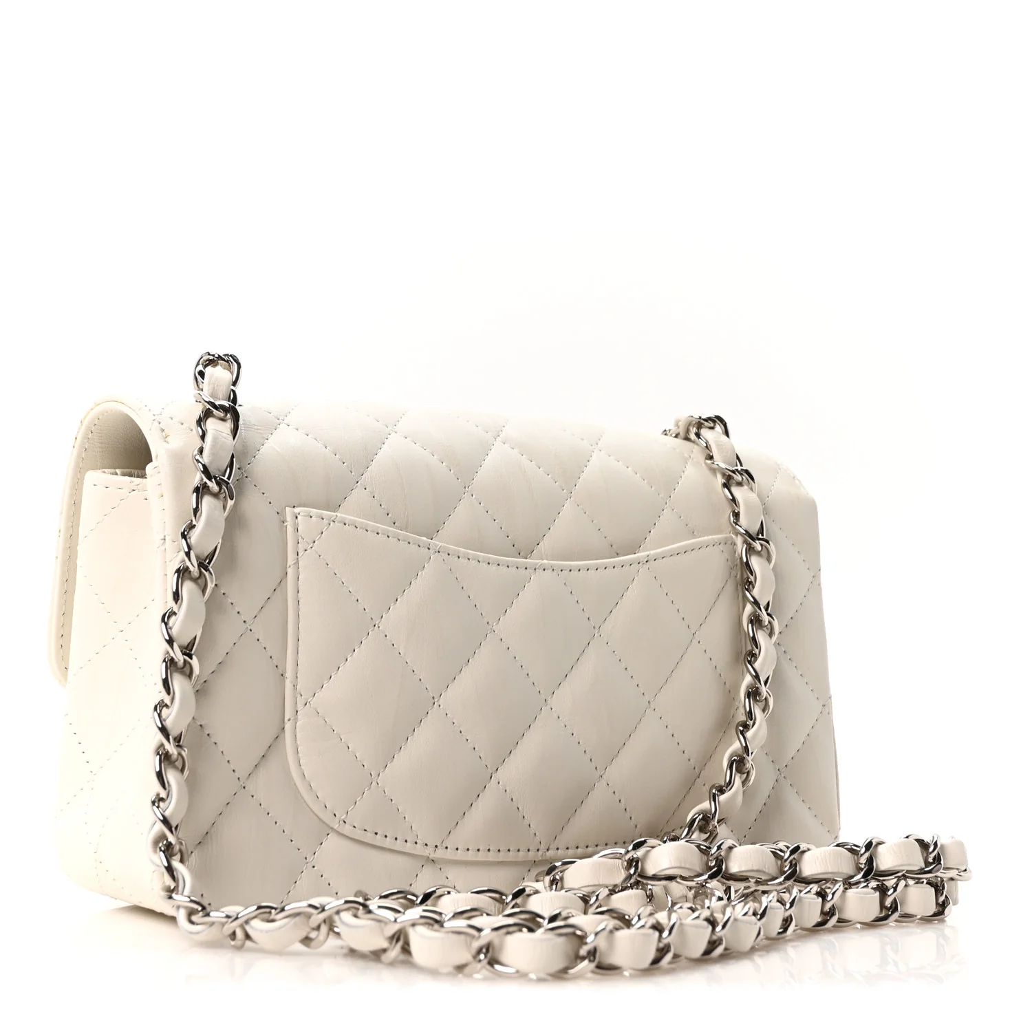 Iridescent Calfskin Quilted Mini Rectangular Flap White - Image 3