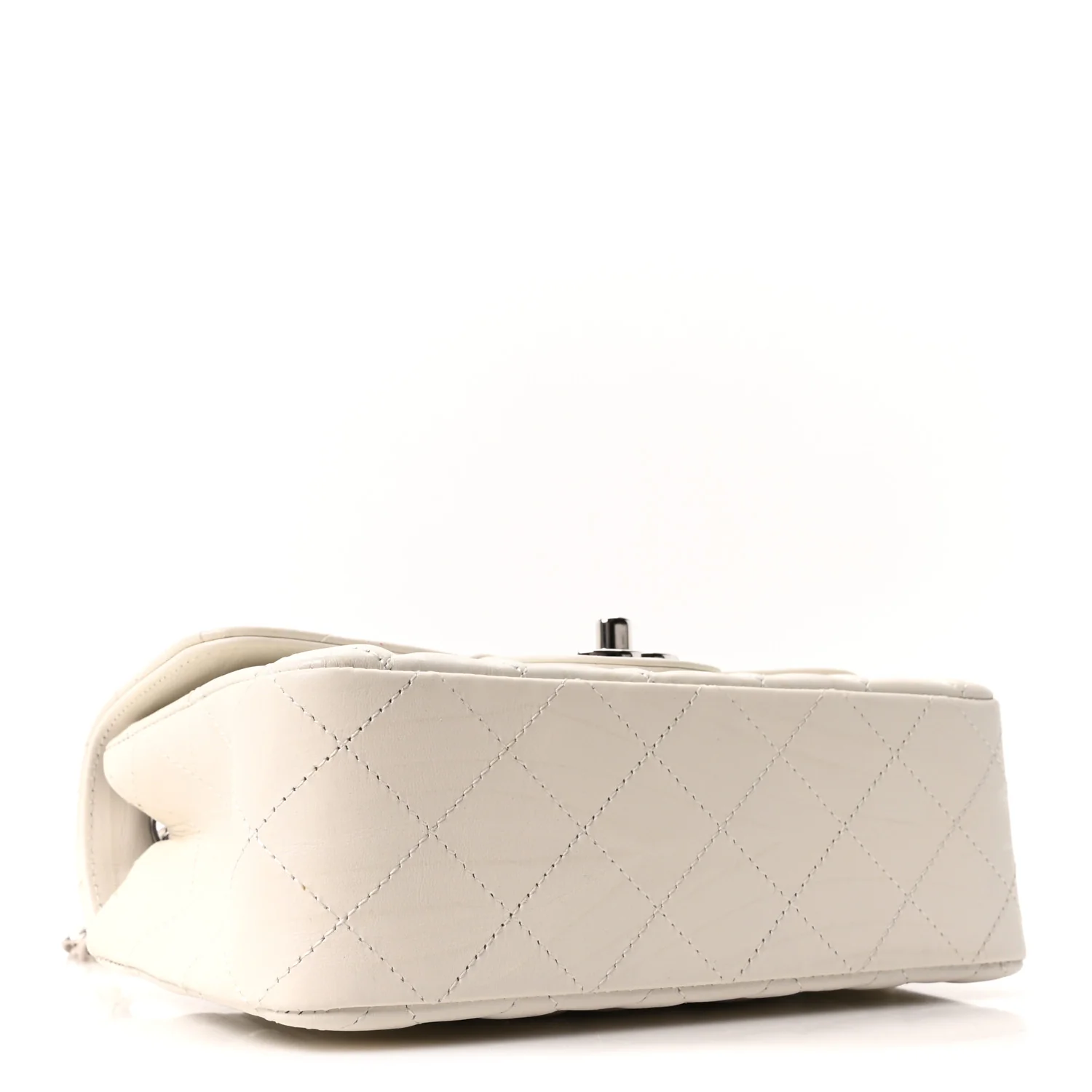 Iridescent Calfskin Quilted Mini Rectangular Flap White - Image 4