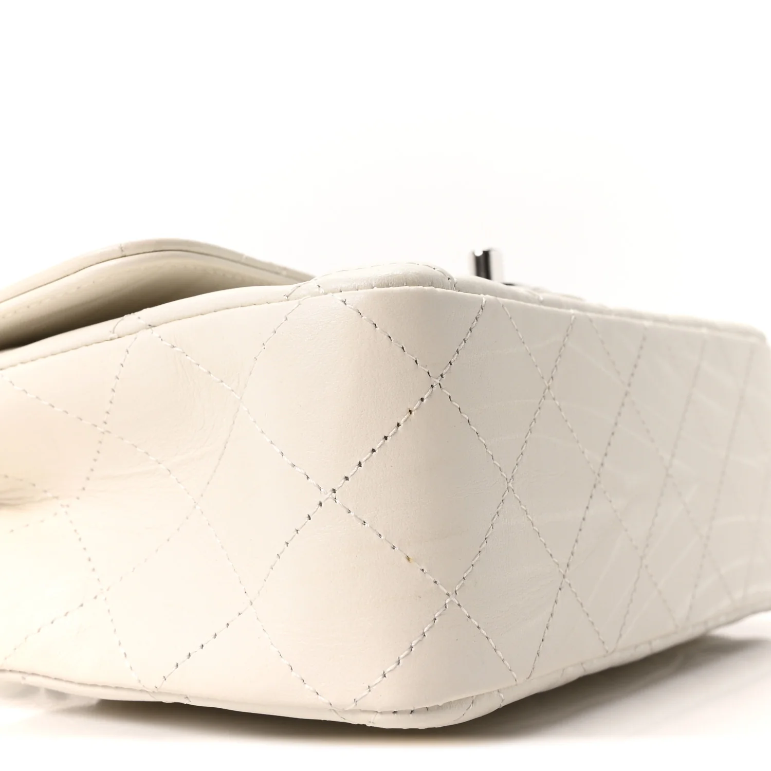 Iridescent Calfskin Quilted Mini Rectangular Flap White - Image 9