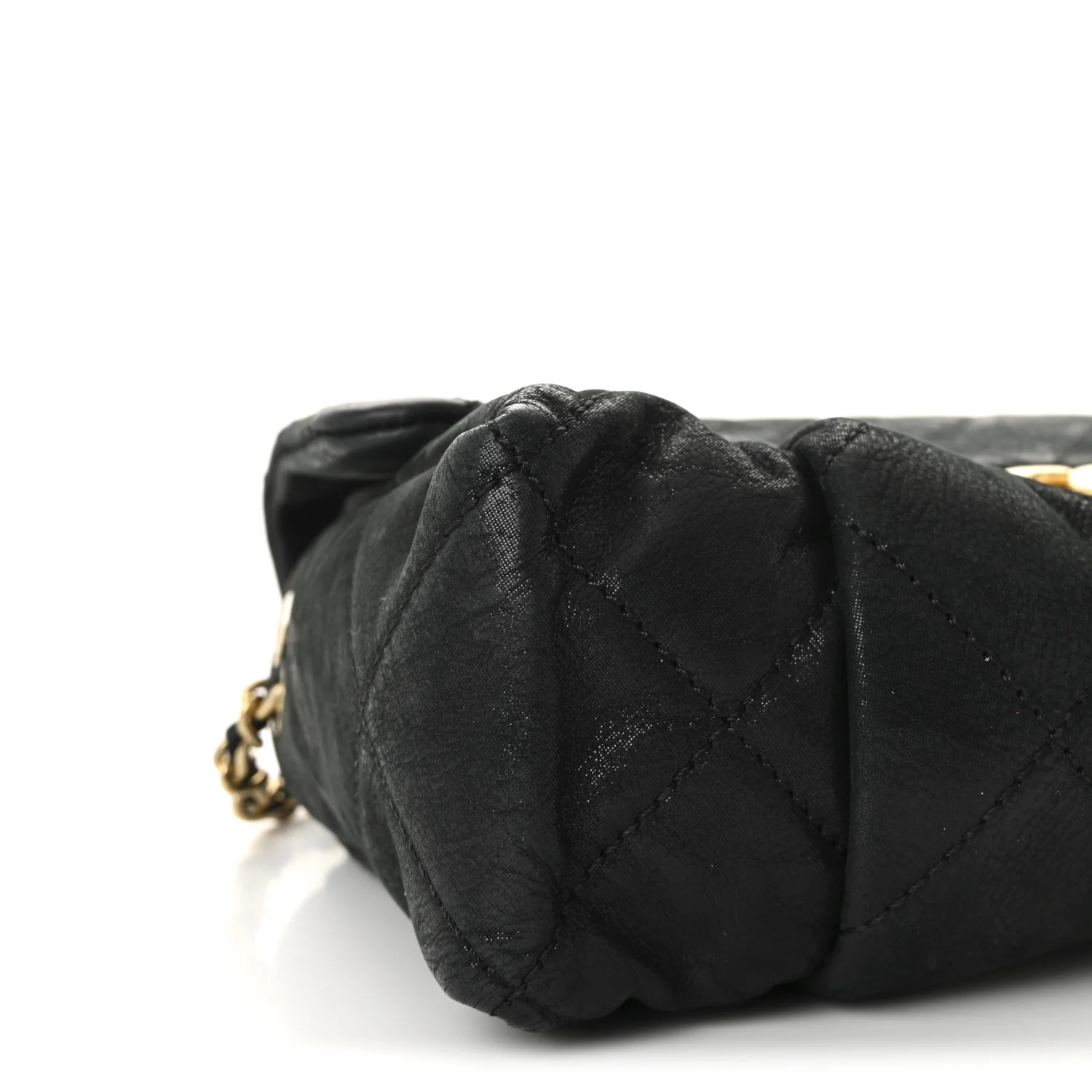 Iridescent Calfskin Quilted Small Chic Quilt Flap Black - Image 9