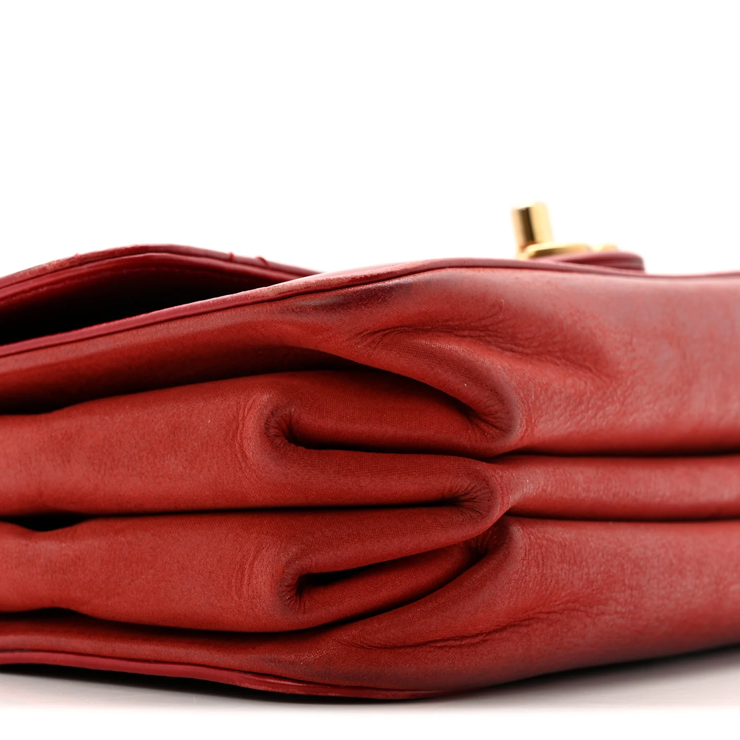 Iridescent Calfskin Quilted Small Straight Lined Flap Red - Image 11