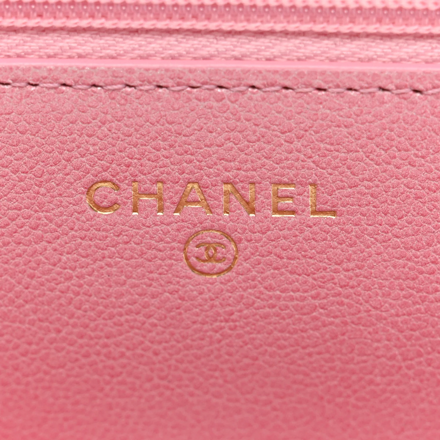 Iridescent Calfskin Quilted Wallet On Chain WOC Rose Pink - Image 6