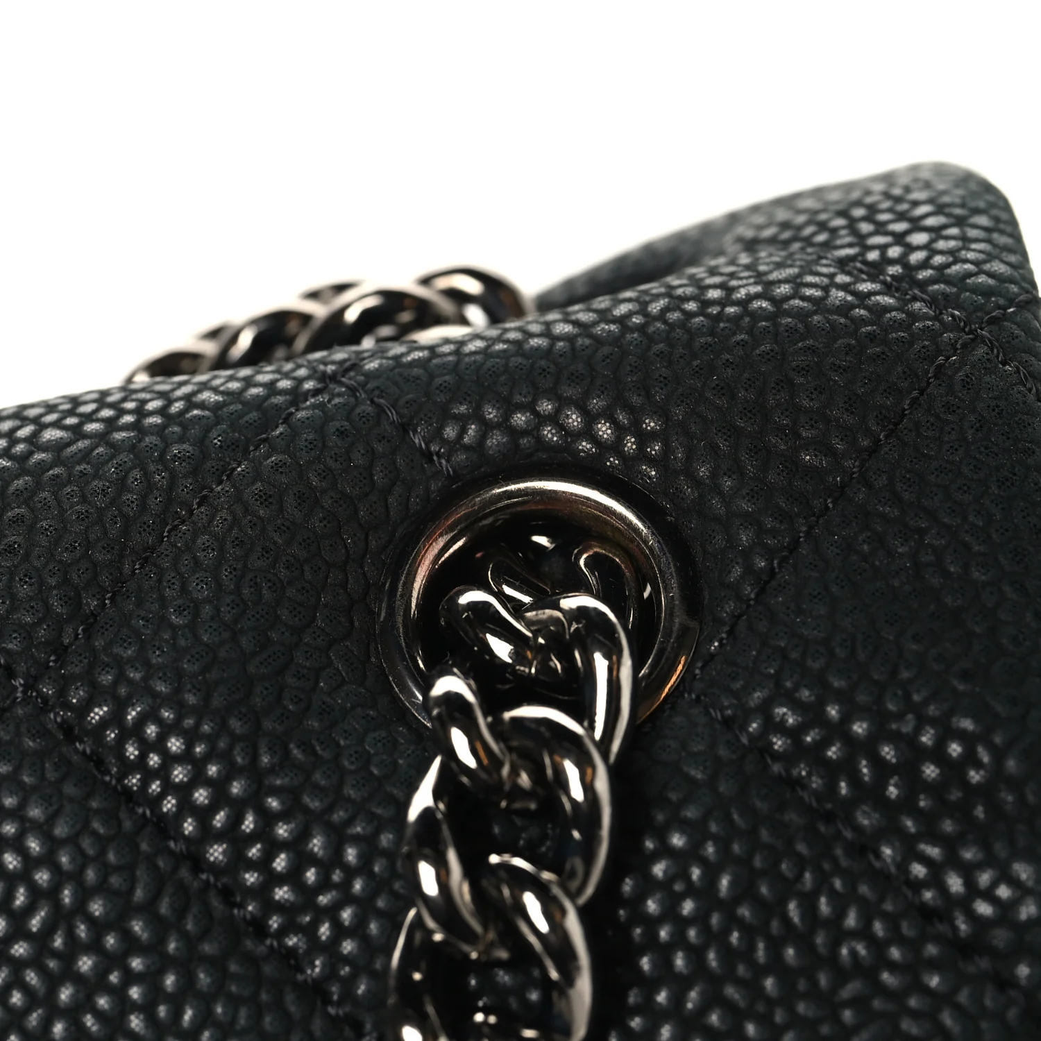 Iridescent Caviar Medium Lady Pearly Flap Black - Image 13
