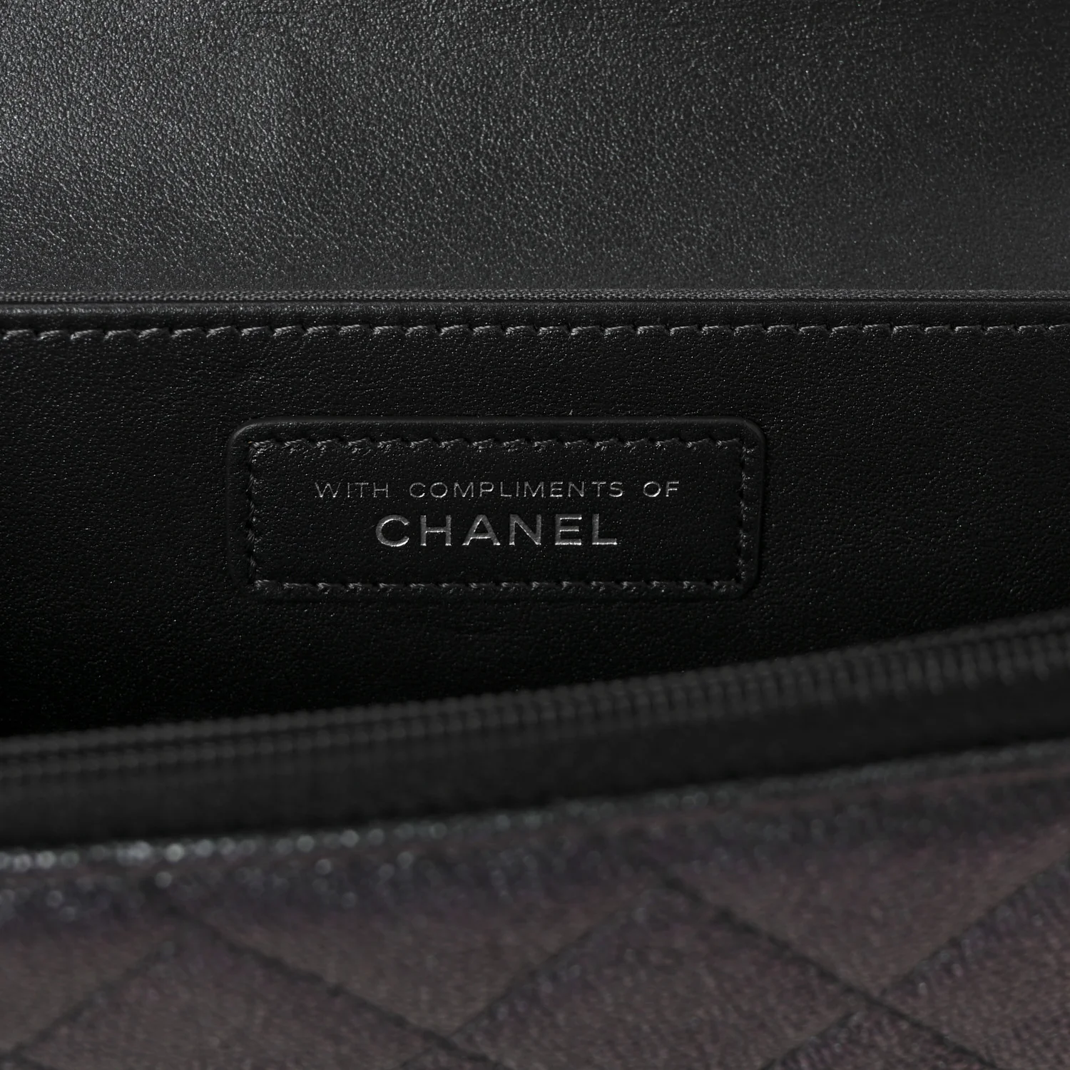 Iridescent Caviar Quilted Classic Pouch Clutch Black - Image 6