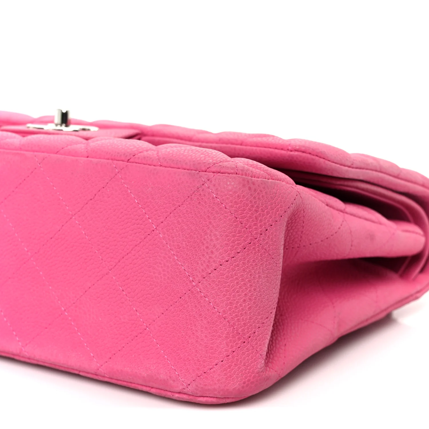 Iridescent Caviar Quilted Jumbo Double Flap Pink - Image 11