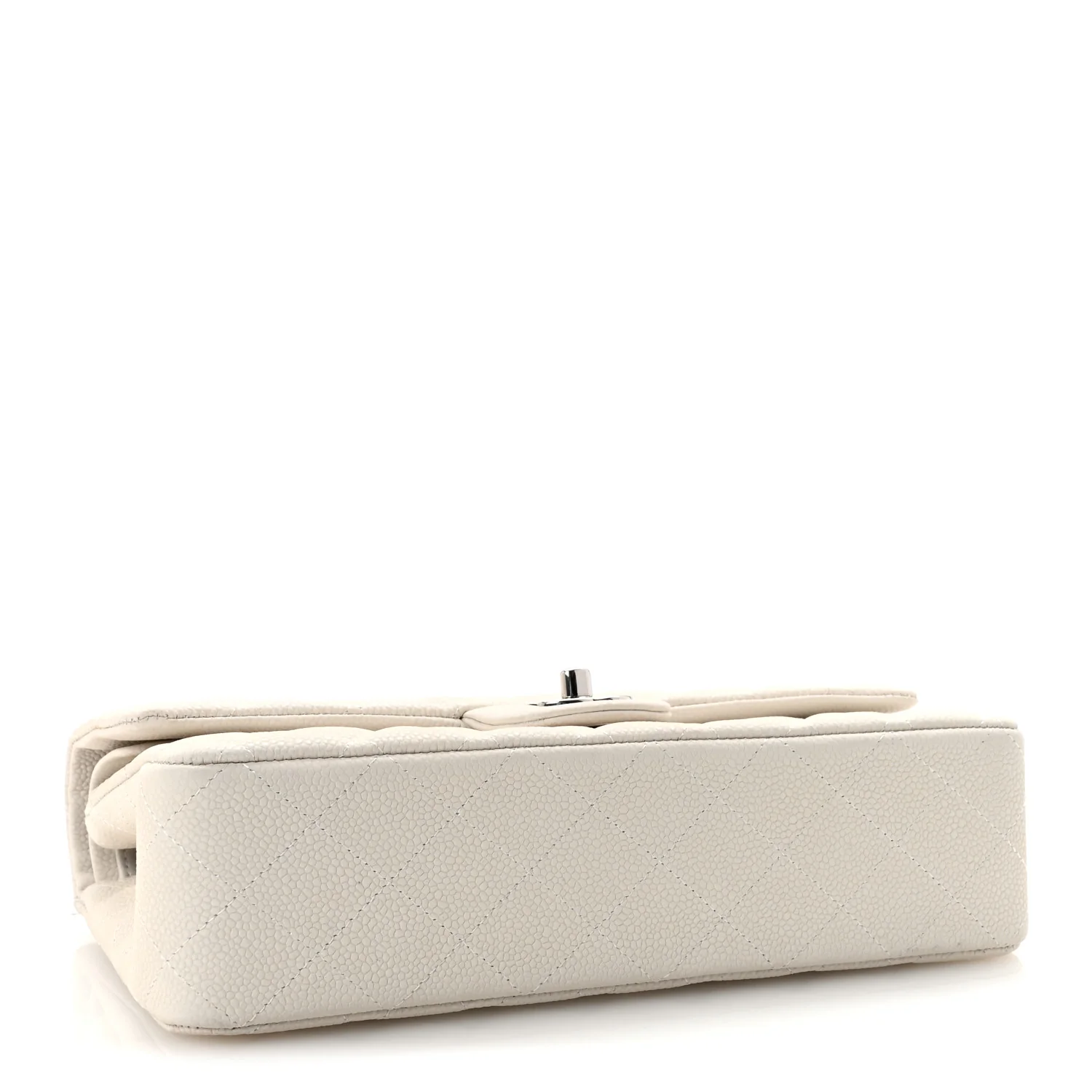 Iridescent Caviar Quilted Medium Double Flap Off White - Image 4