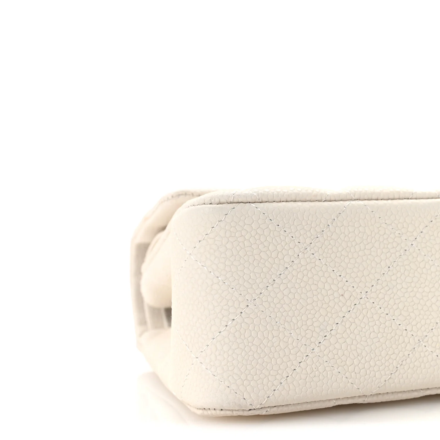 Iridescent Caviar Quilted Medium Double Flap Off White - Image 9