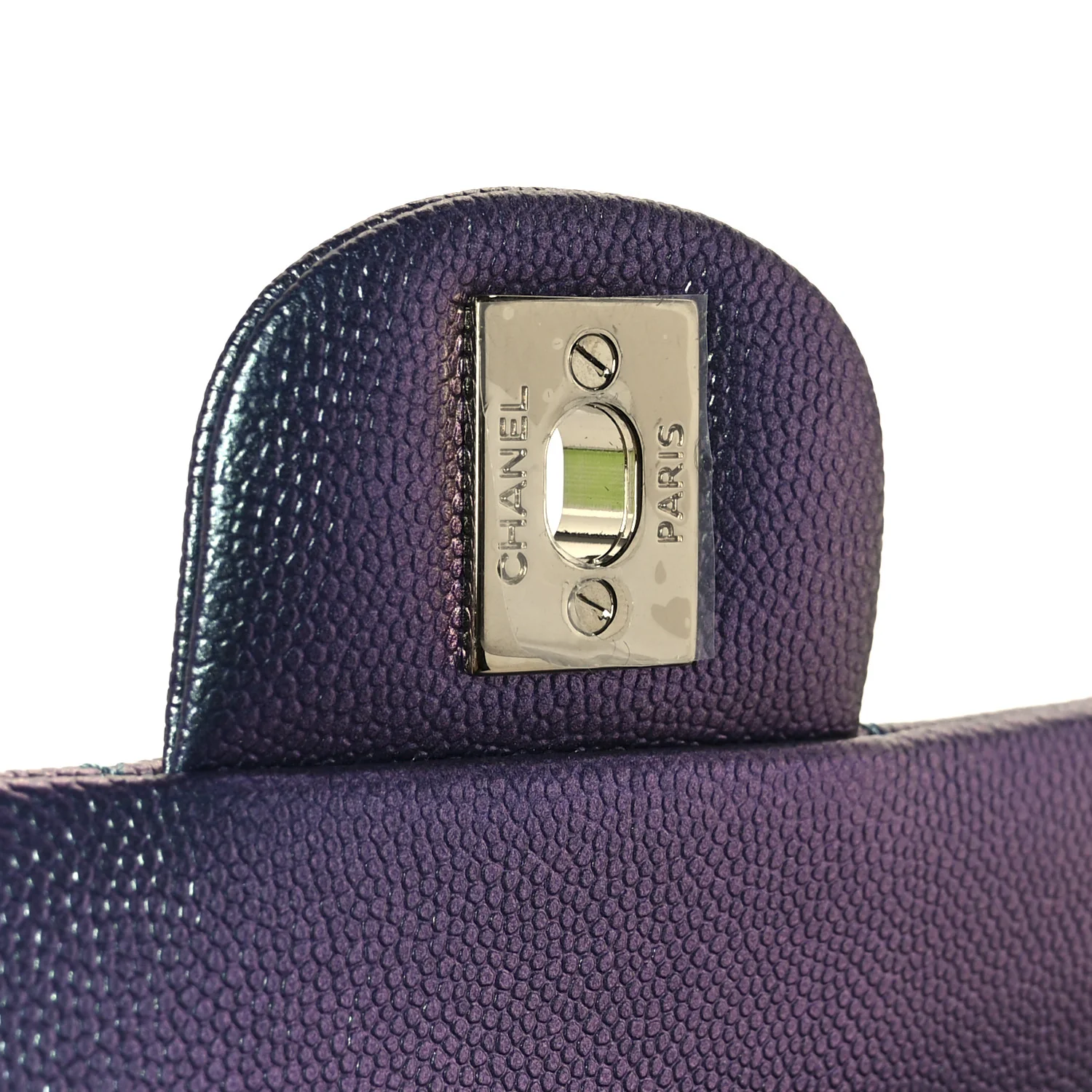 Iridescent Caviar Quilted Medium Double Flap Purple - Image 7